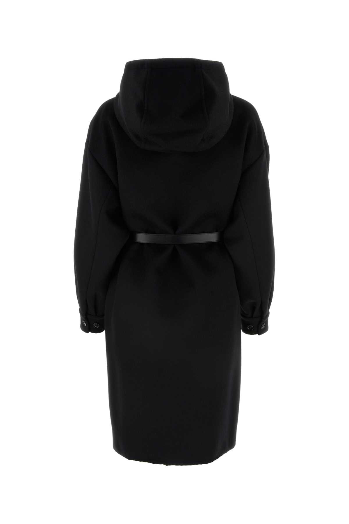 Shop Prada Black Wool Blend Coat In Nero