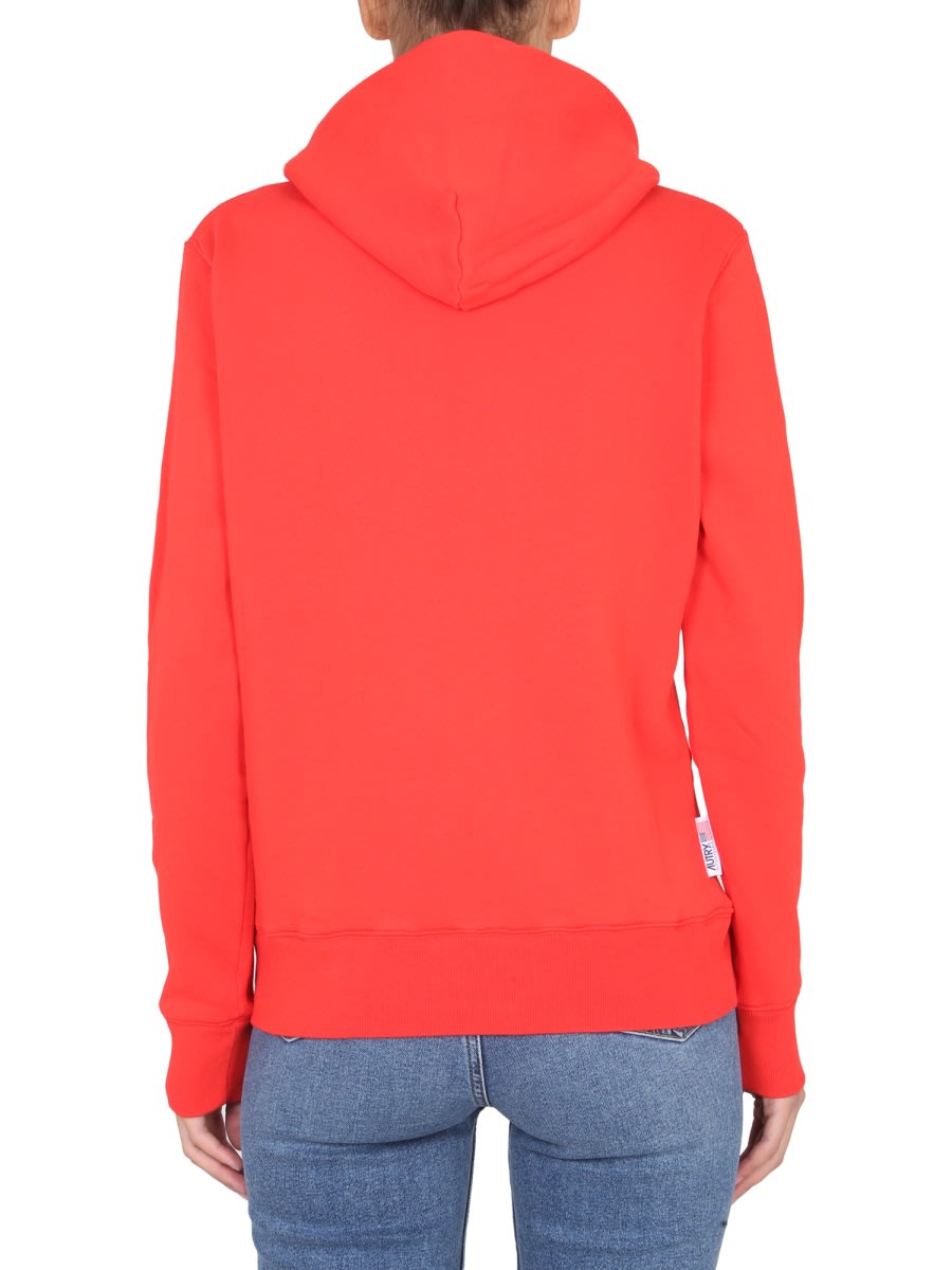 Autry Knitwear With Drawstring Hood And Kangaroo Pocket In Red