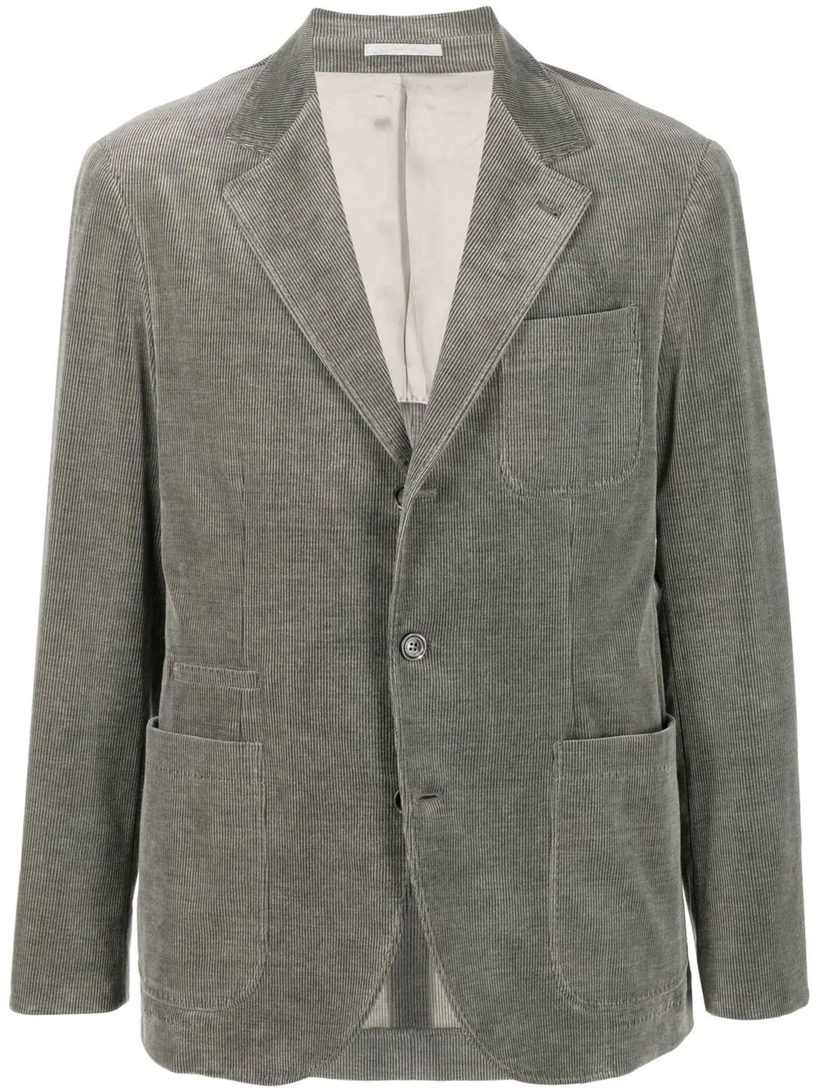 Brunello Cucinelli Grey Cotton And Cashmere Blazer
