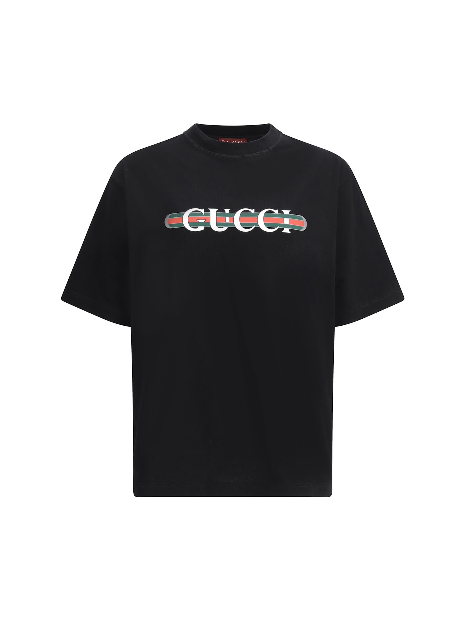 Gucci Printed Cotton T-shirt In Black