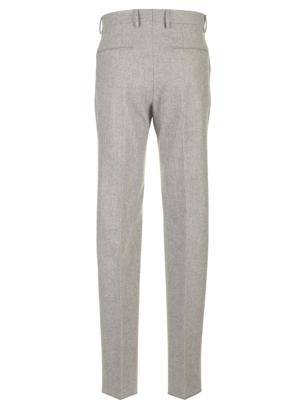 Shop Tagliatore White Flannel Trousers In Grey