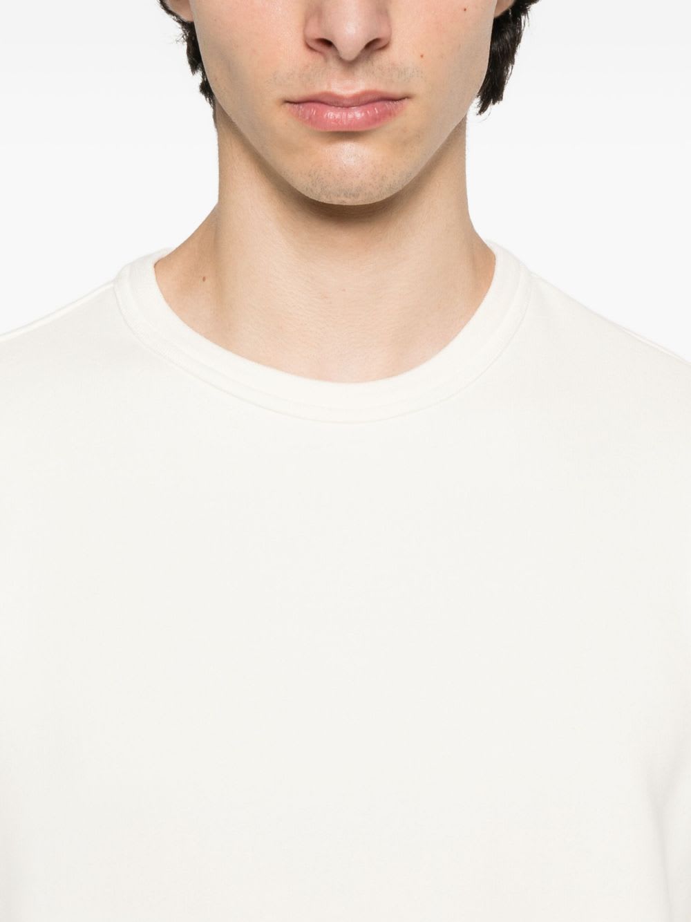 Stone Island Logo Cotton Crewneck Sweatshirt In White