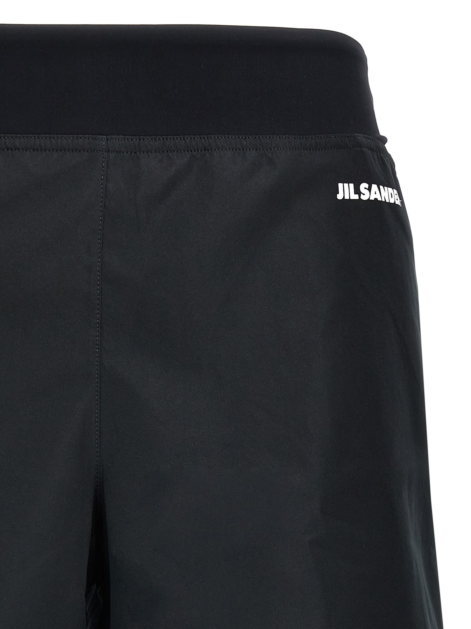 Jil Sander Knee-length Elastic Waistband Lightweight Shorts In Black