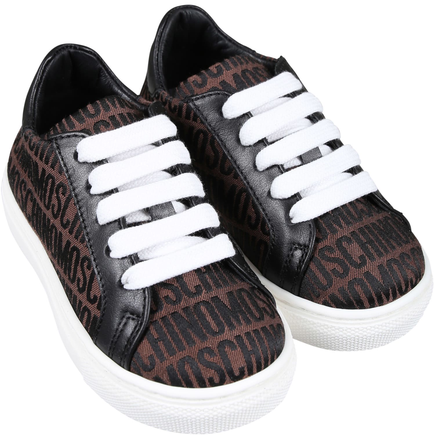 Shop Moschino Brown Lace-ups For Kids With Logo