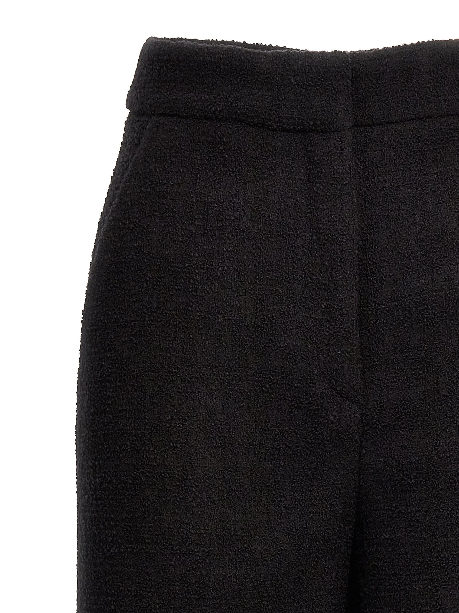 Shop Moschino Cropped Bouclè Pants In Black