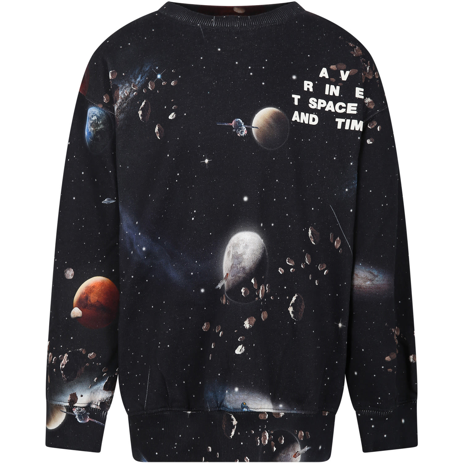 Molo Kids' Black Sweatshirt For Boy With Print