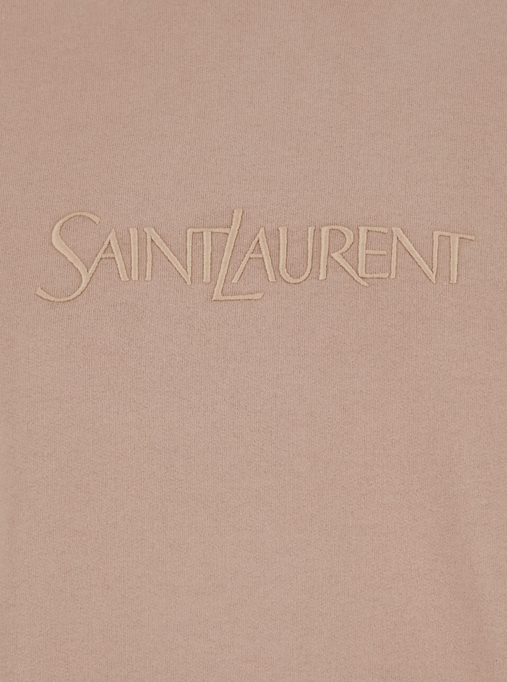 Shop Saint Laurent Pink Crewneck Sweatshirt With Logo Lettering On The Front In Cotton Woman