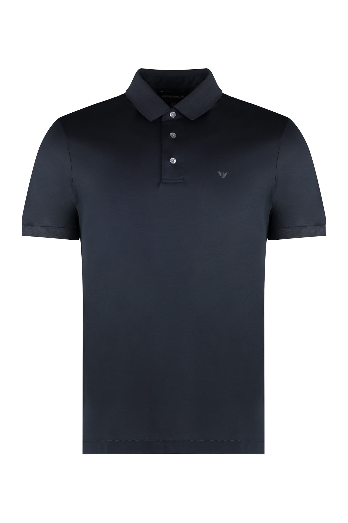 Shop Emporio Armani Cotton Blend Polo Shirt In Blue