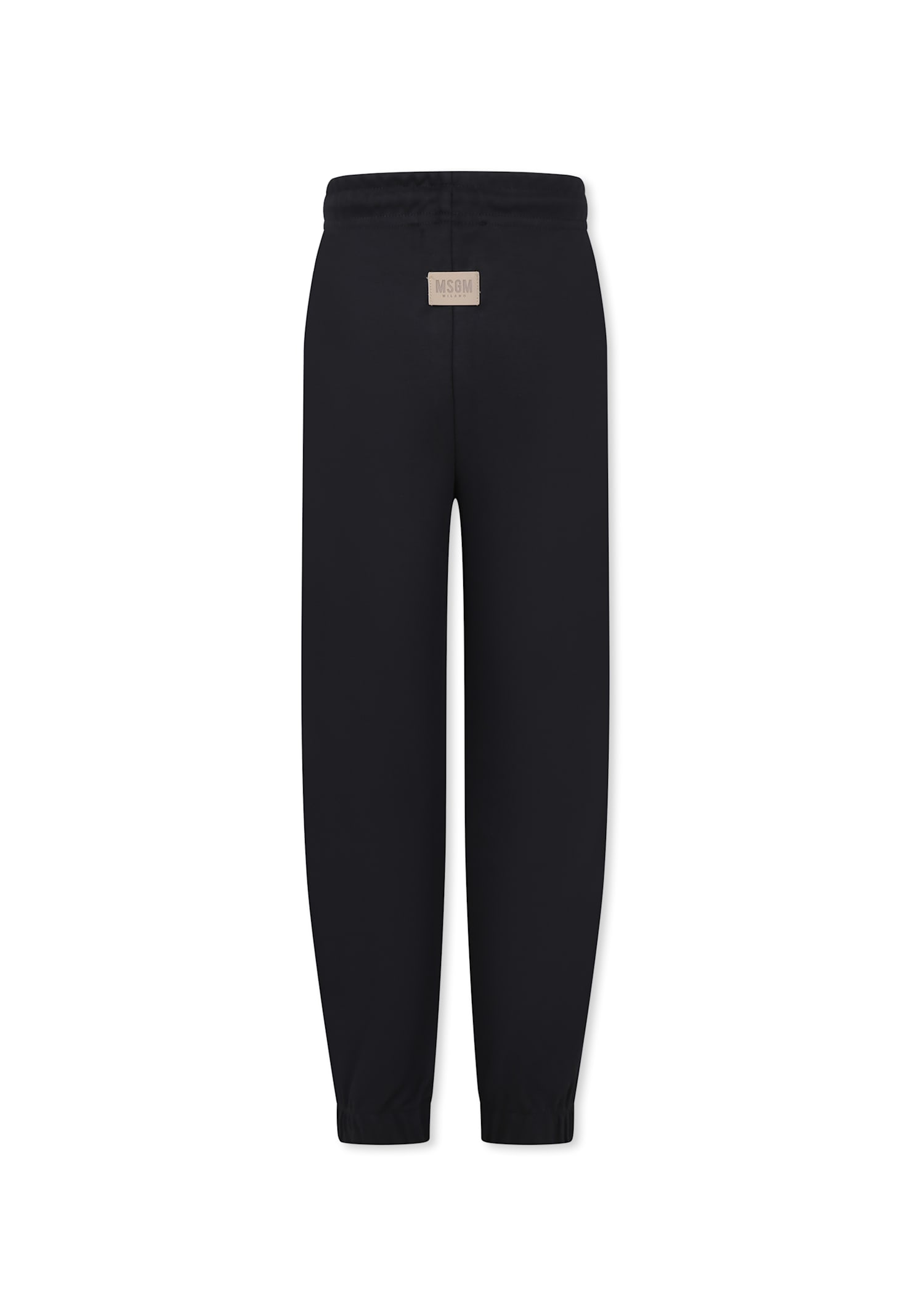 Msgm Black Trousers For Kids With Logo In Black
