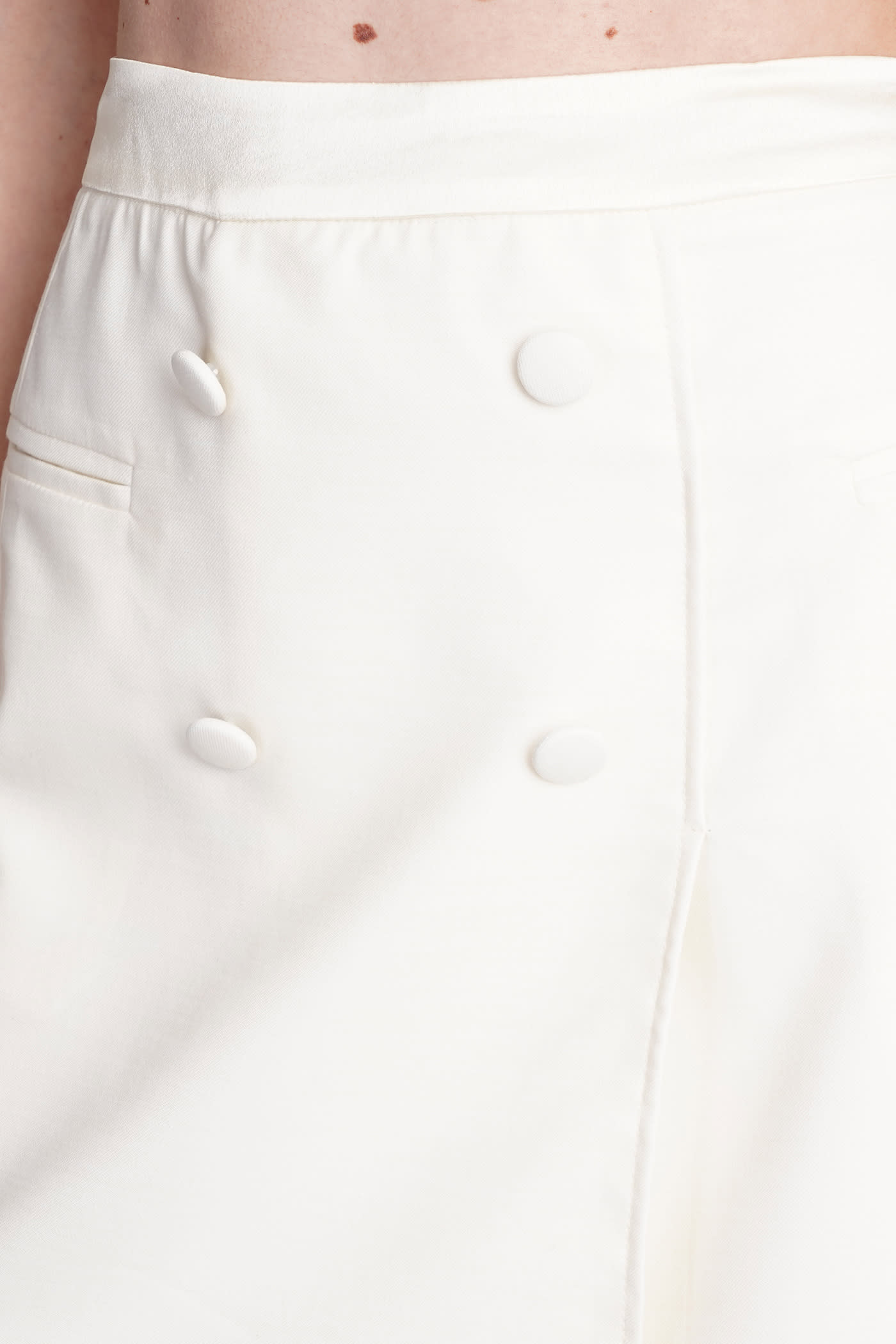 Shop Mvp Wardrobe Cap Ferrat Skirt In Beige Polyamide