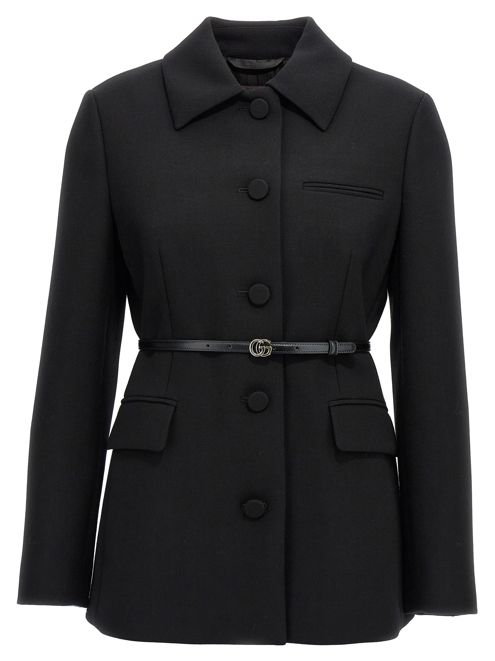 Shop Gucci Wool Crêpe Coat In Black