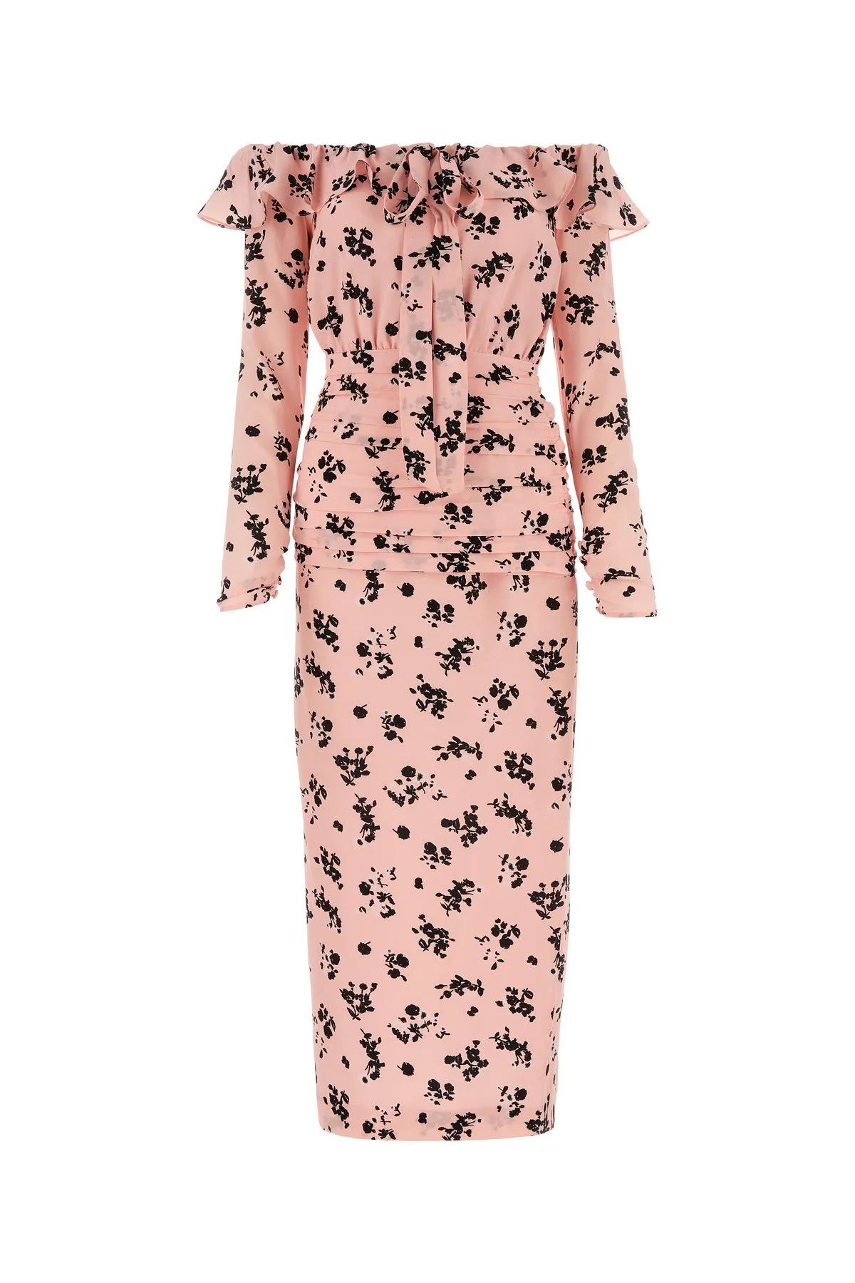Shop Alessandra Rich Printed Silk Dress In Light Pink