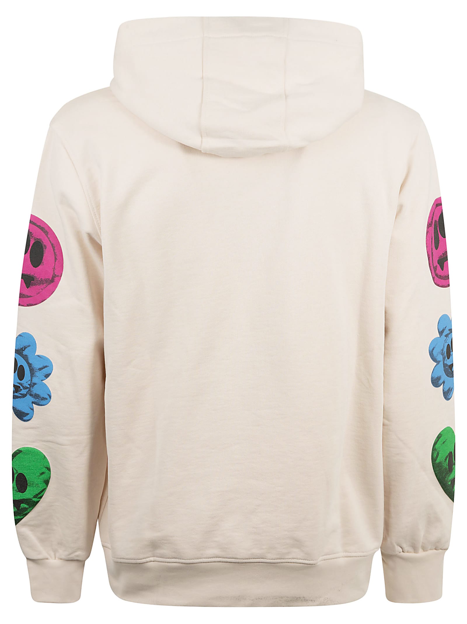 Shop Barrow Smiley Logo Print Hooded Sweatshirt In Turtledove