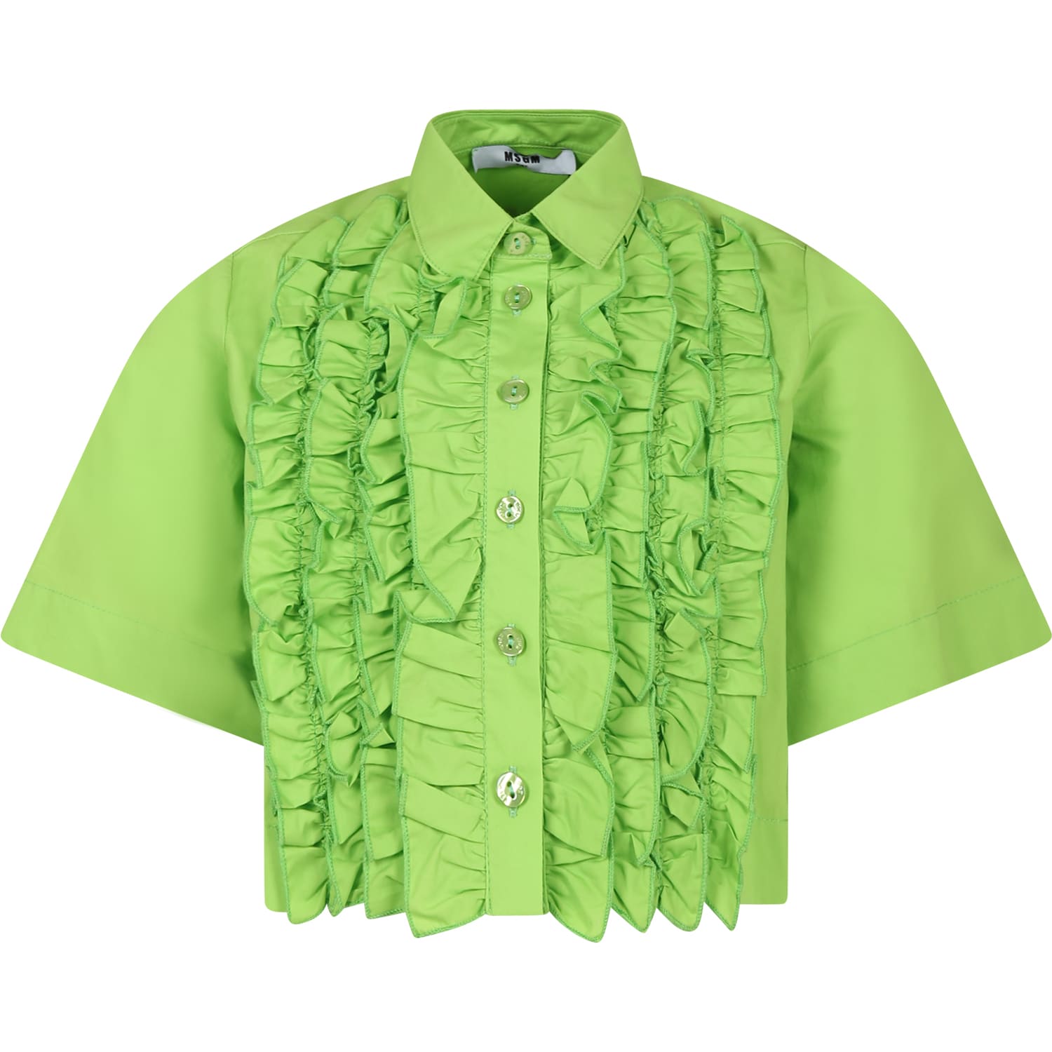 Shop Msgm Green Shirt For Girl With Logo
