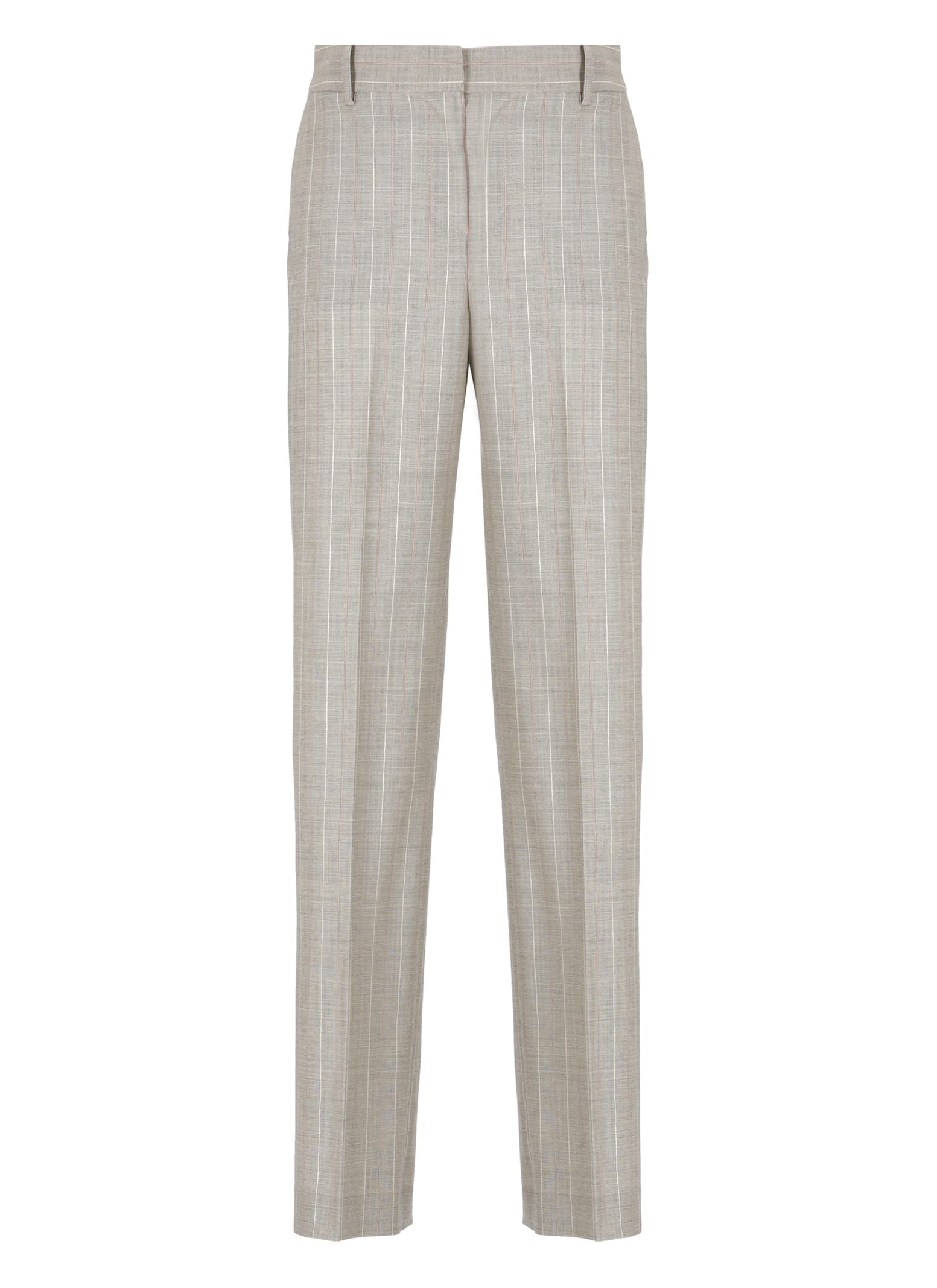 Pt Torino Beige Wool Palazzo Pants With Contrasting Striped Pattern