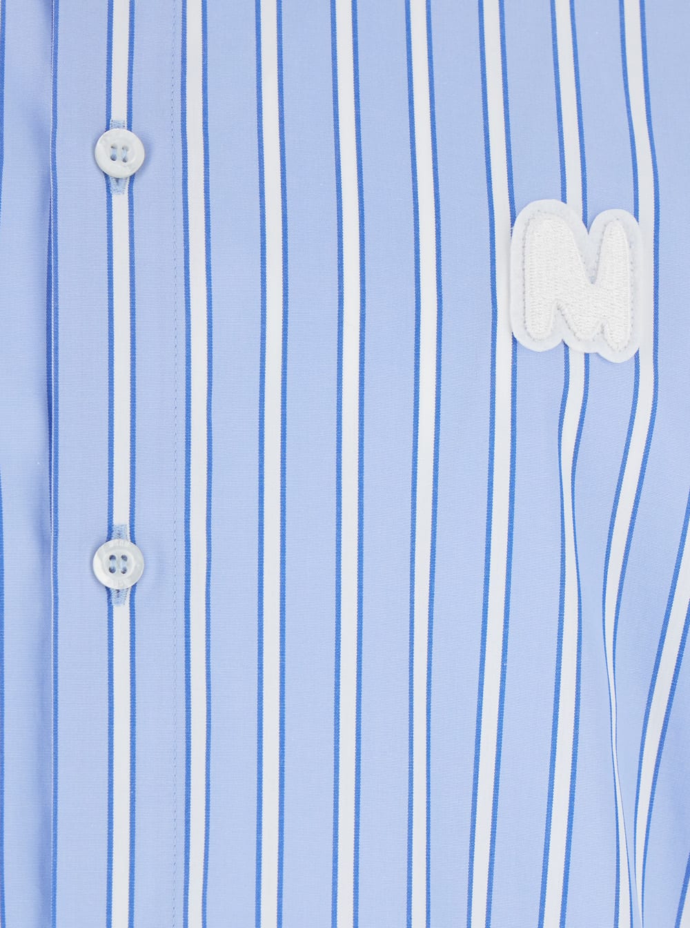 Msgm Light Blue Shirt With All-over Striped Motif And Logo On The Front In Cotton Man In Light Blue