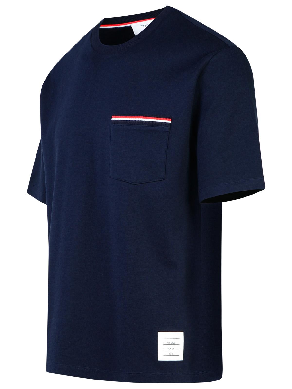 Shop Thom Browne Milano Over Navy Cotton T-shirt