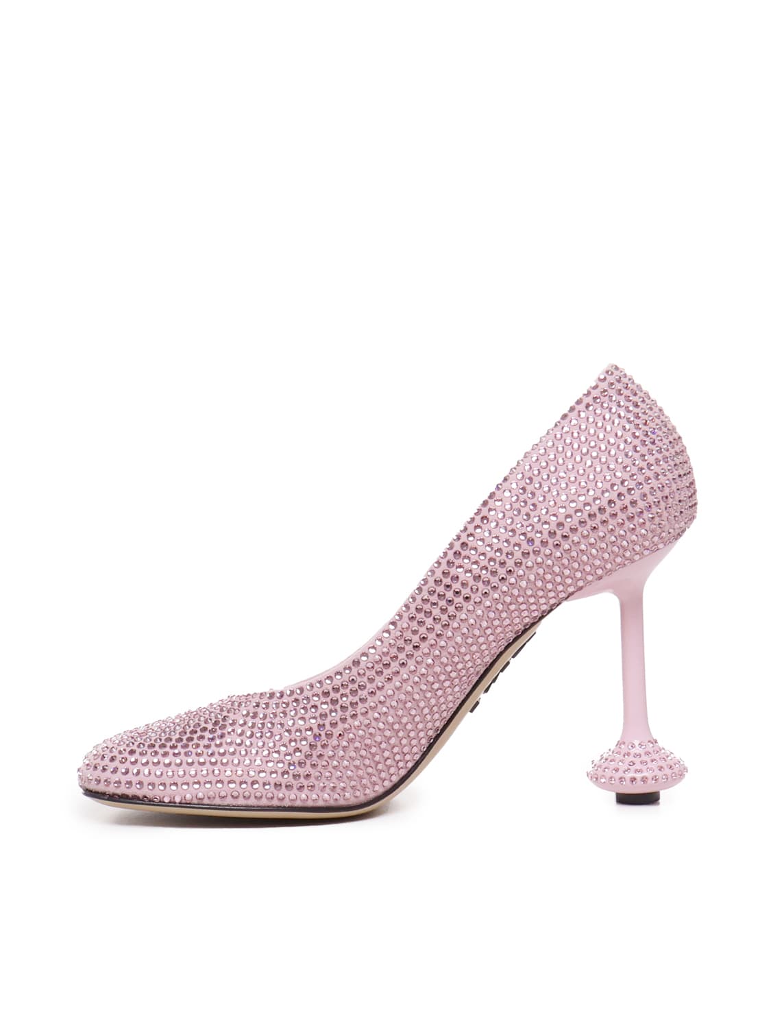 Shop Loewe Toy Pumps In Calfskin And Rhinestones In Bonbon