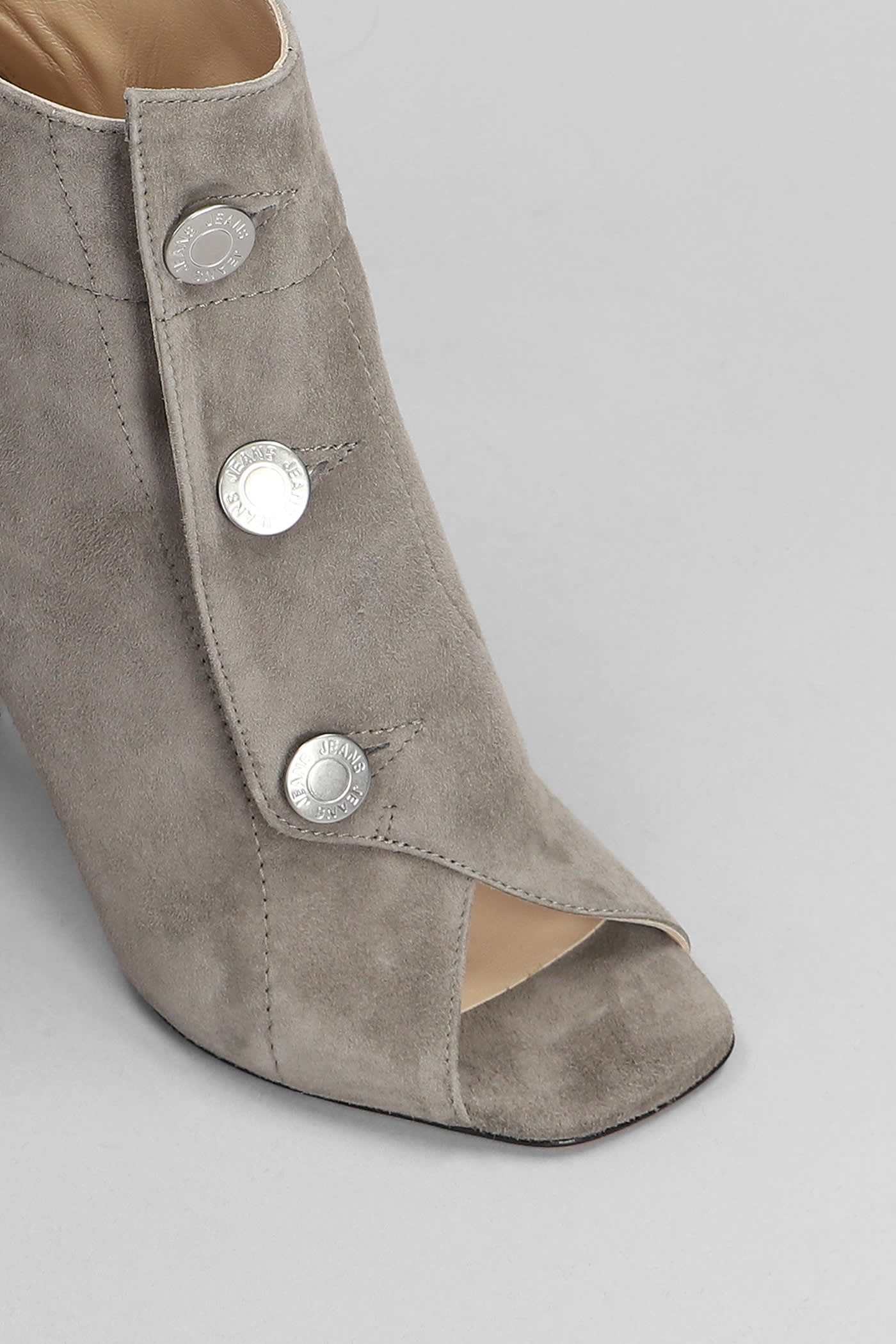 Shop Marc Ellis High Heels Ankle Boots In Grey Suede