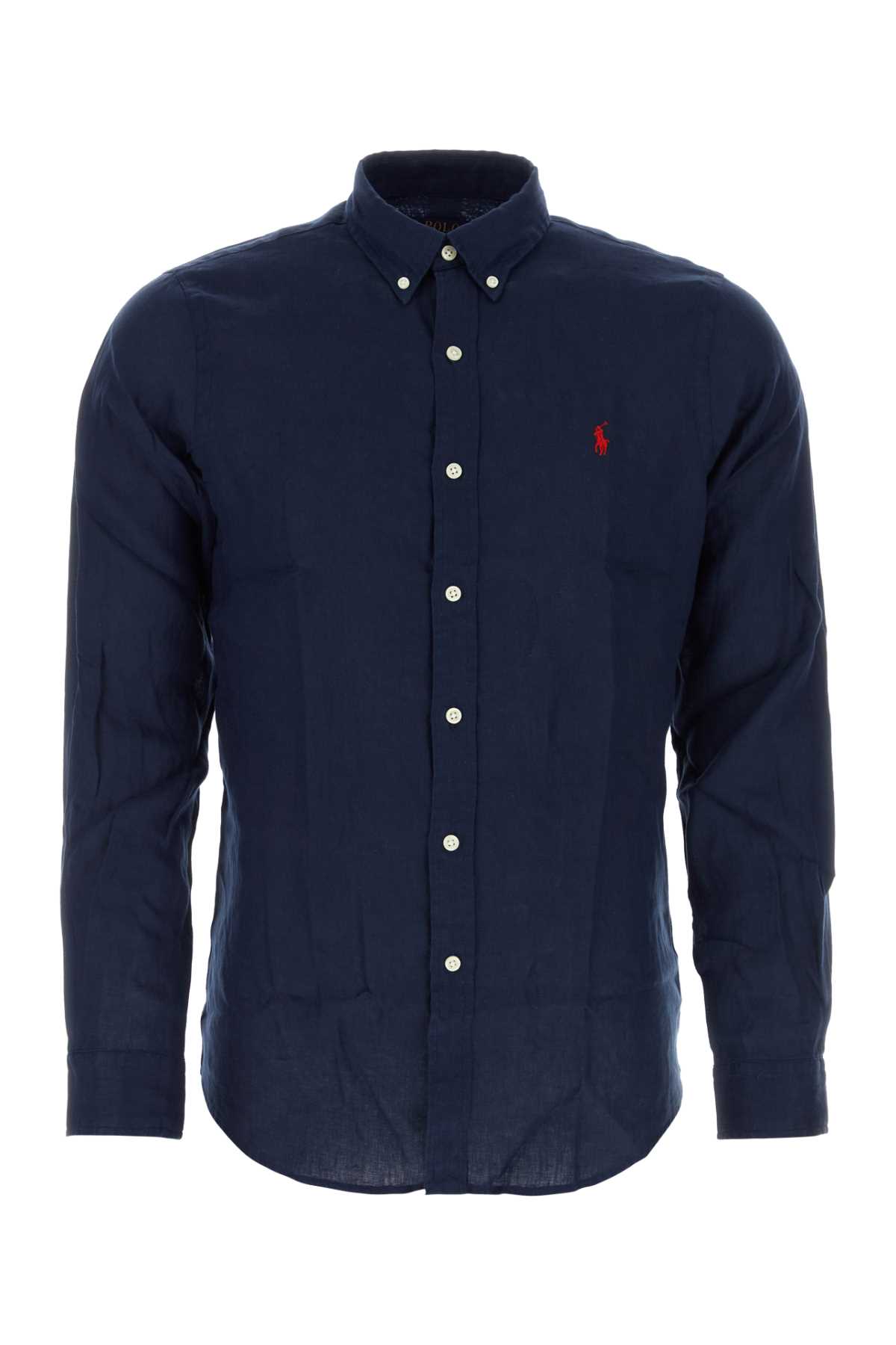 POLO RALPH LAUREN NAVY BLUE LINEN SHIRT 