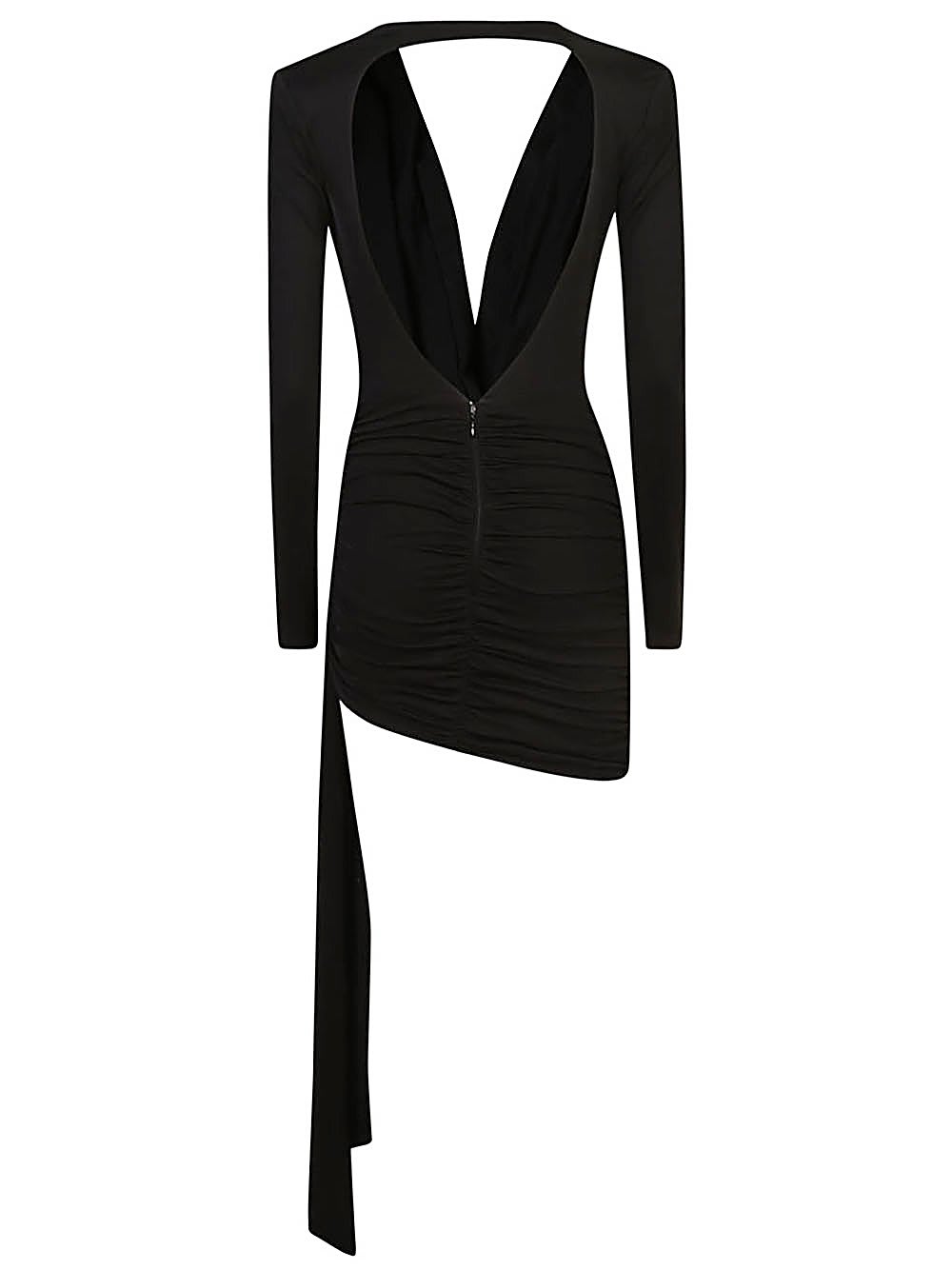 Shop Elisabetta Franchi Accessory Detailed Draped Jersey Mini-dress In Black