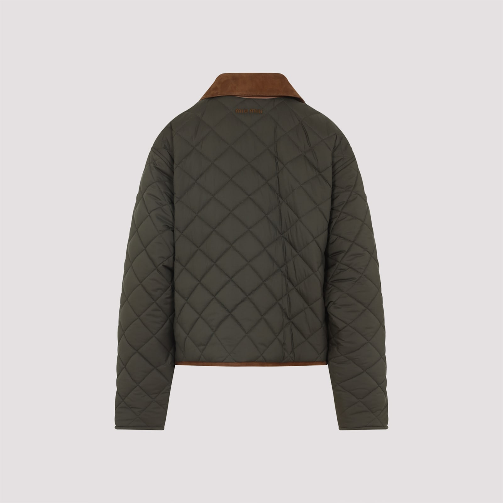 Miu Miu Straight Hem Quilted Jacket In Green