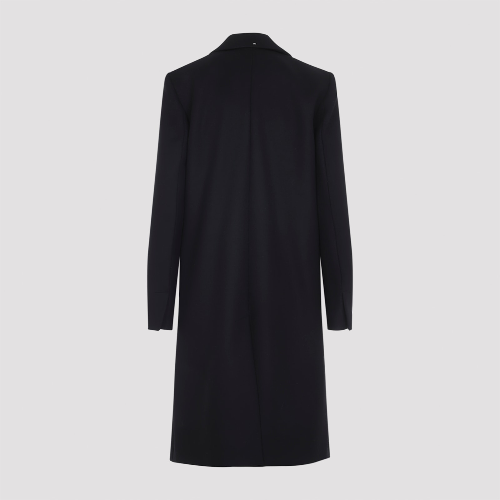Sportmax Long Black Virgin Wool Coat With Tailored Fit In Black