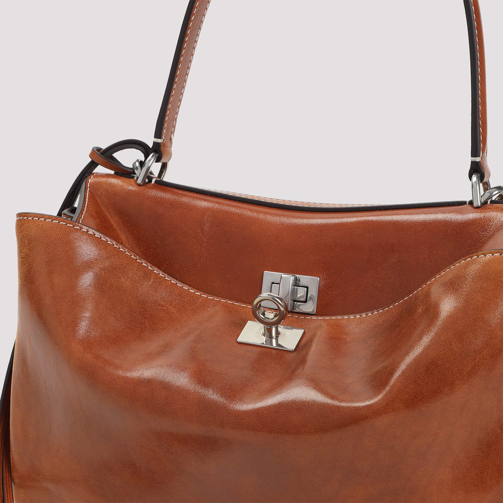 Balenciaga Small Rodeo Leather Shoulder Bag In Brown