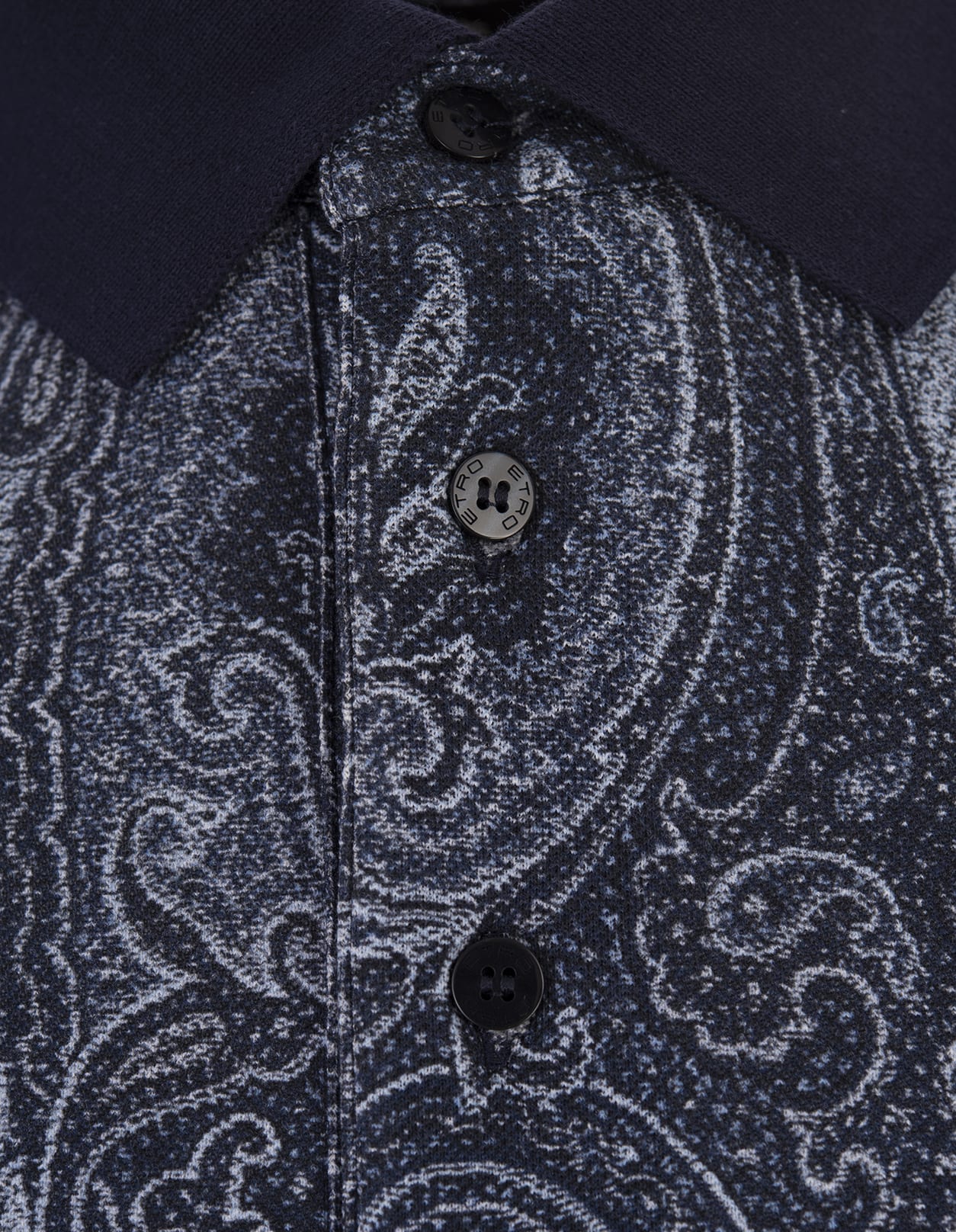 Shop Etro Navy Blue Polo Shirt With Paisley Print