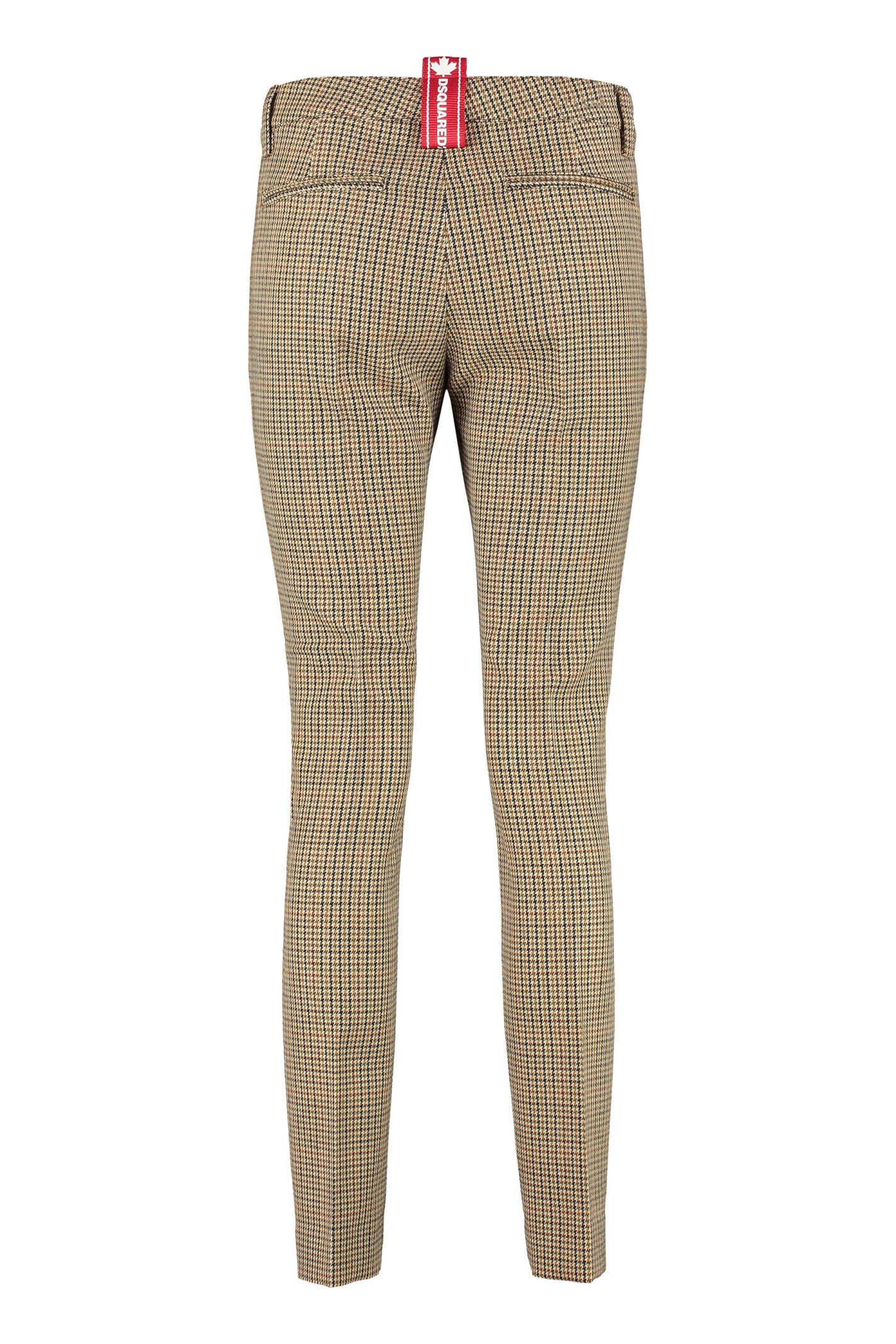 Shop Dsquared2 Prince Of Wales Checked Virgin Wool Trousers In Beige