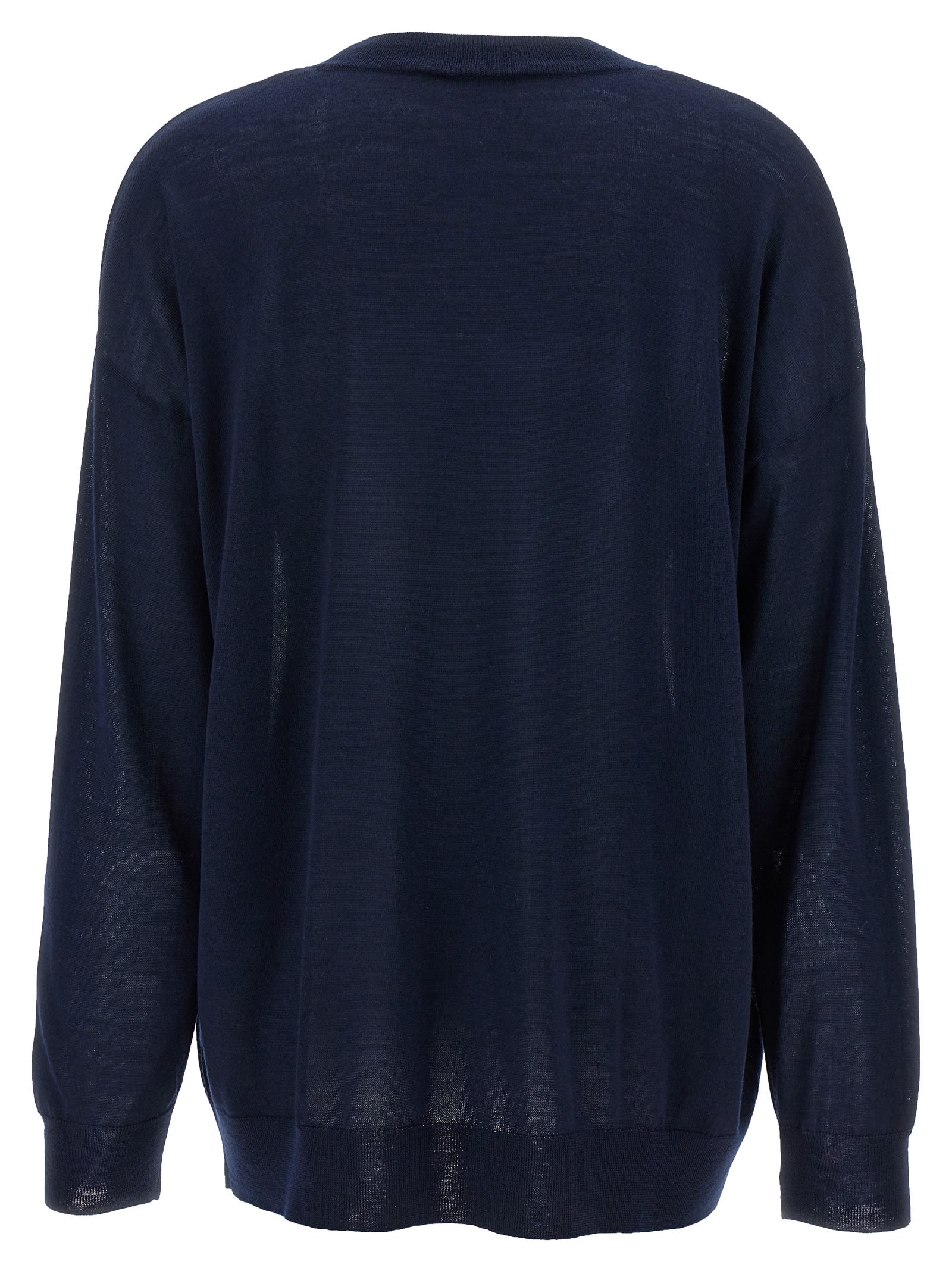 P.a.r.o.s.h Parosh Leila Knitted V-neck Long-sleeve Top In Blue