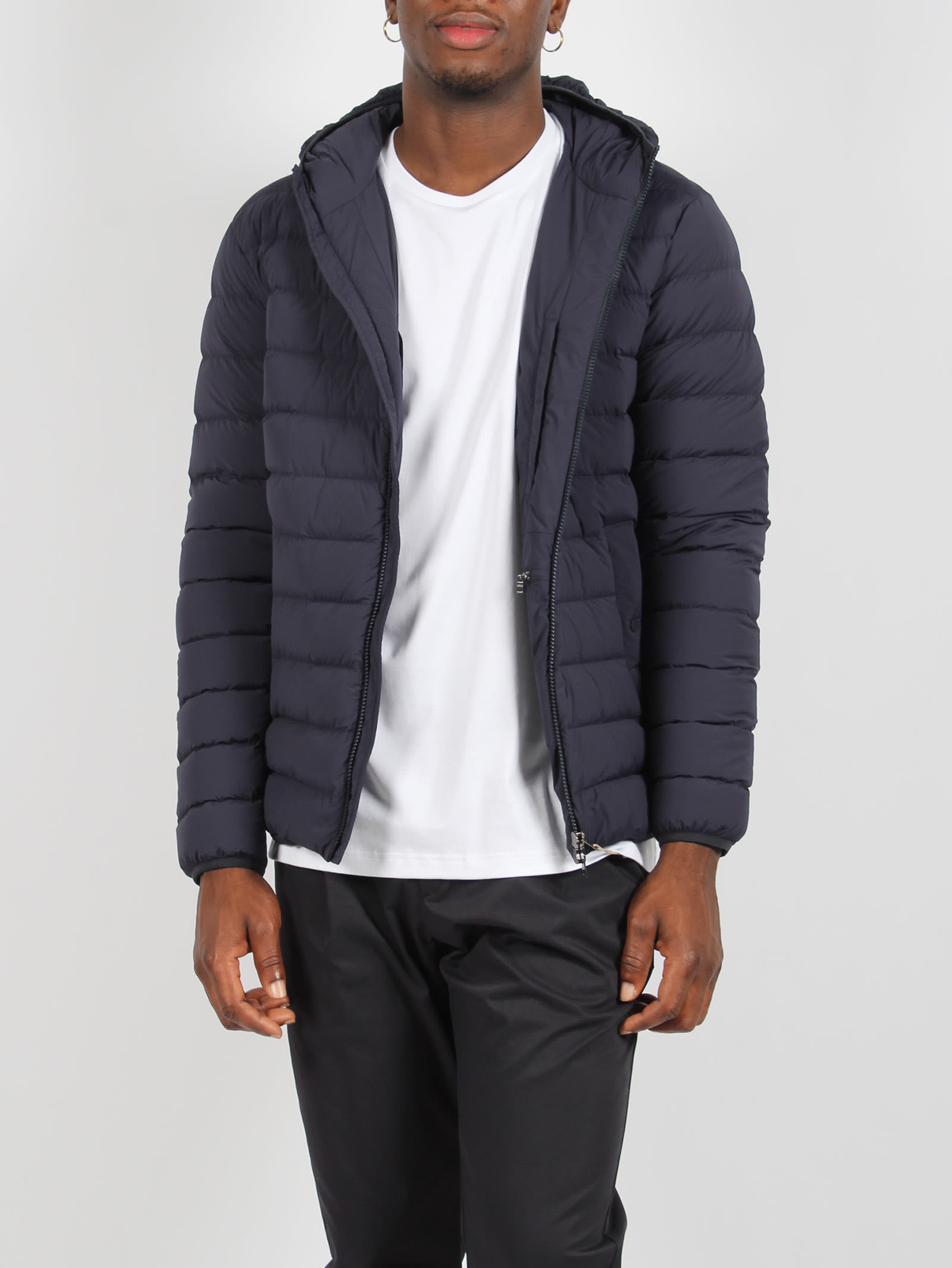 Shop Herno Light Nylon Stretch Resort Bomber Jacket In Blue