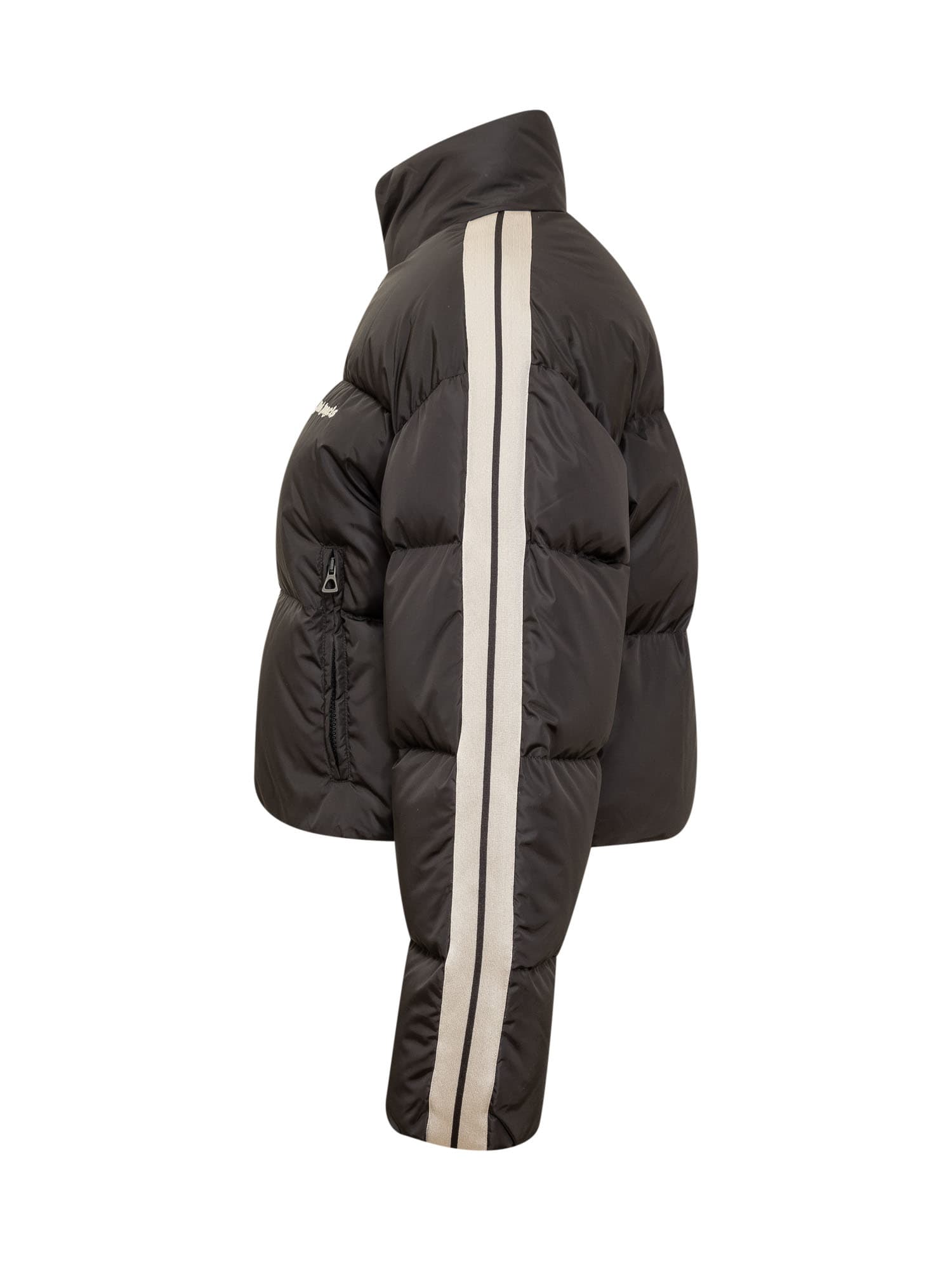 Shop Palm Angels Cropped Down Jacket In Black White