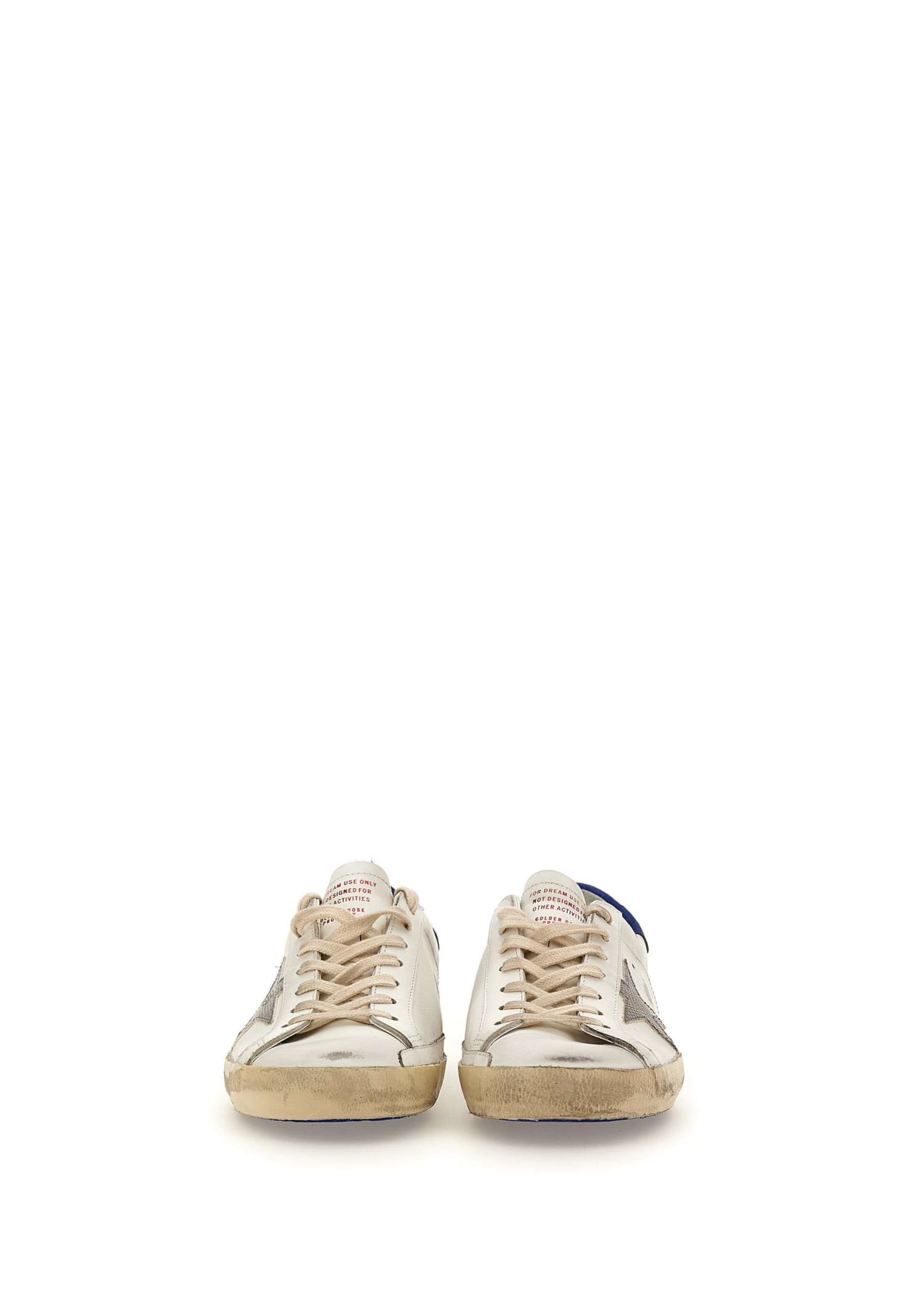 Shop Golden Goose Super Star Classic Sneakers In White-grey-blue