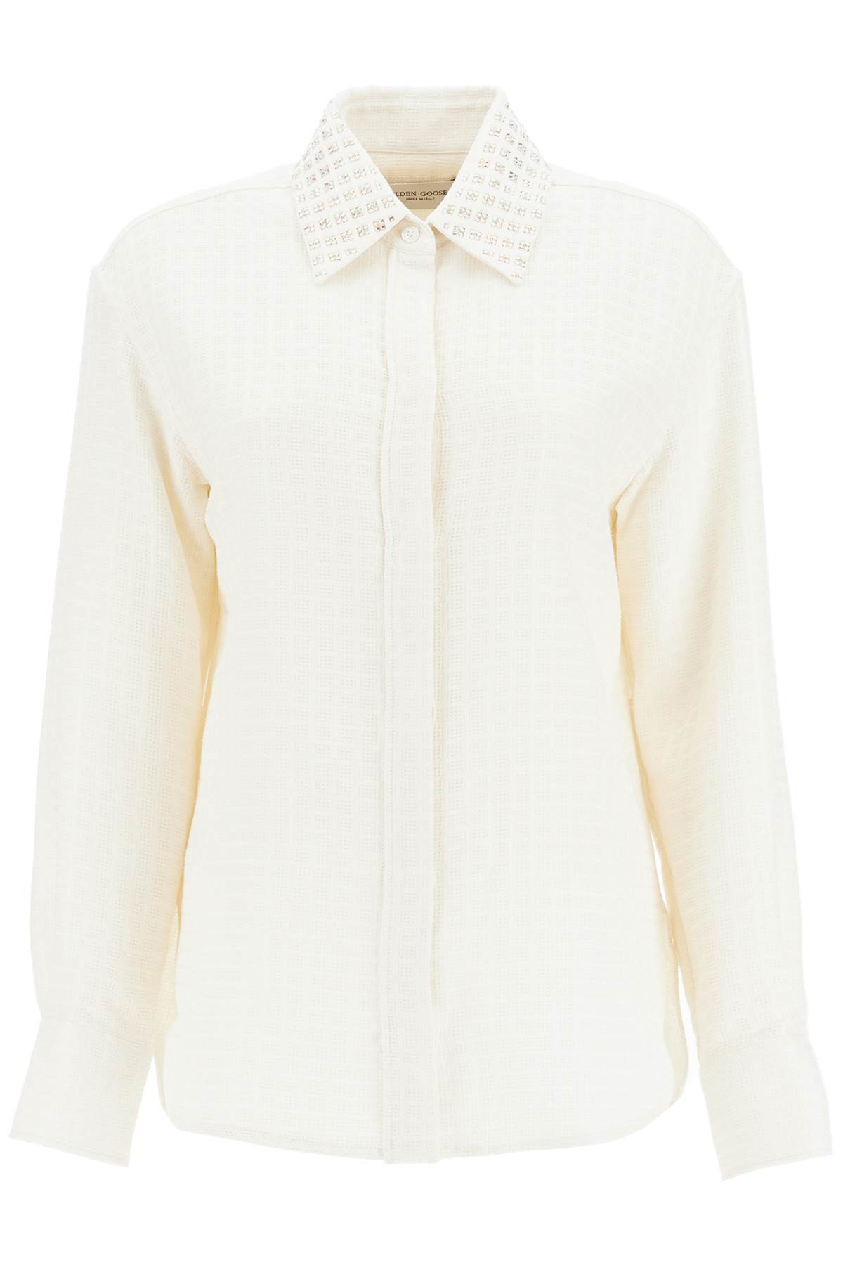 Shop Golden Goose Jacquard Shirt With In Papyrus (white)