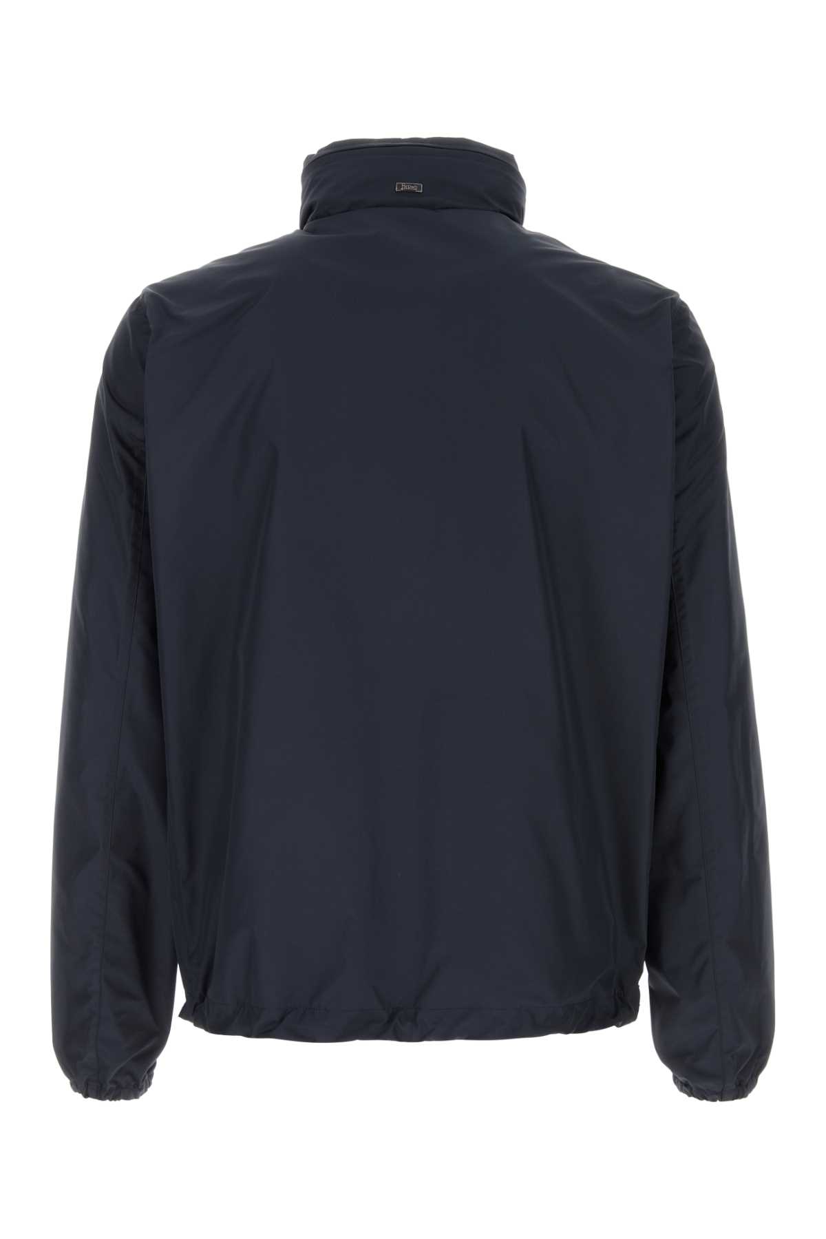 Herno Dark Blue Polyester Jacket In Blunavy