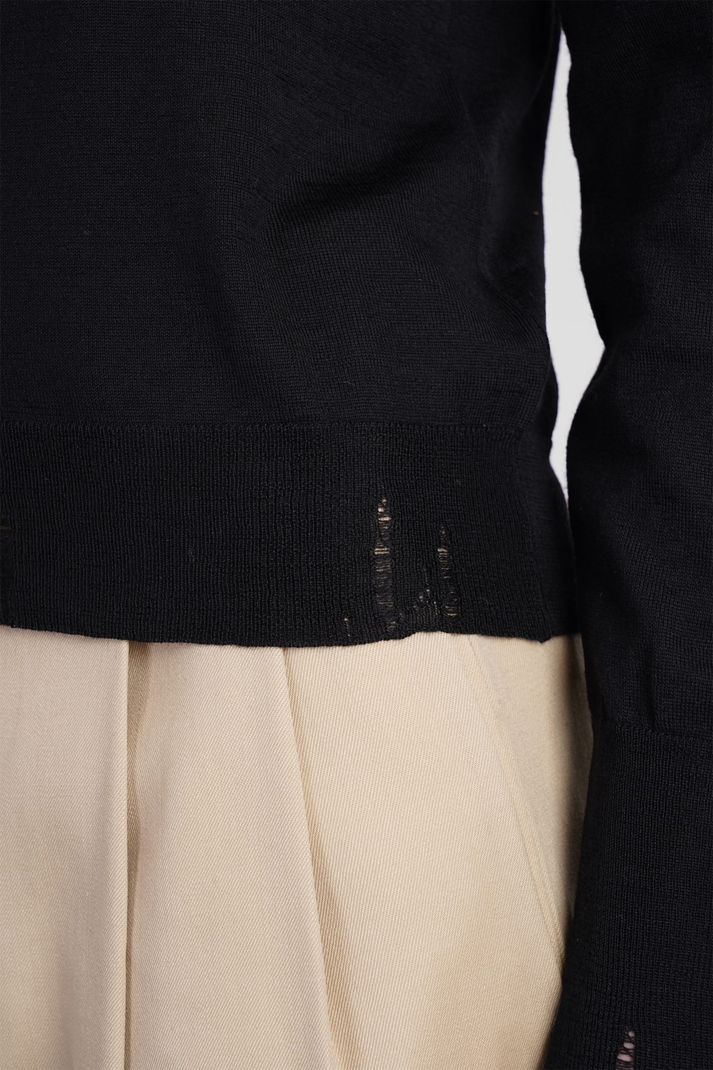 Golden Goose Black Merino Wool Sweater With Golden Applications For Women In Black