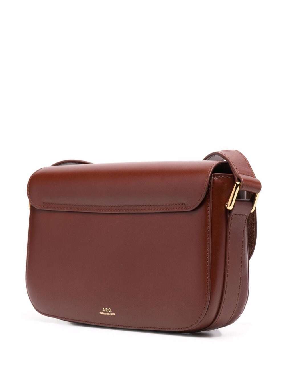 Shop Apc Sac Grace Baguette Brown Shoulder Bag With Buckle Fastening In Leather Woman