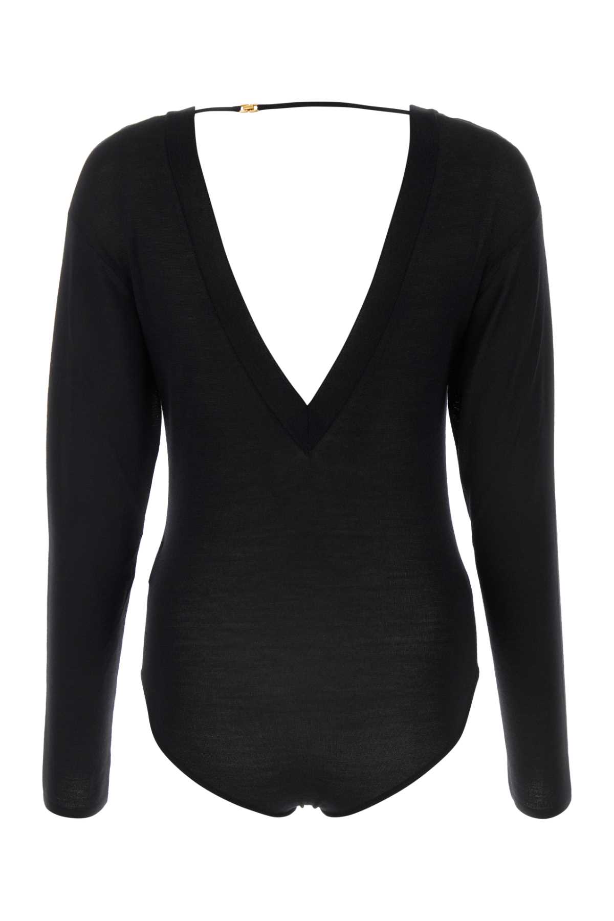 Shop Saint Laurent Black Wool Blend Bodysuit In Noir