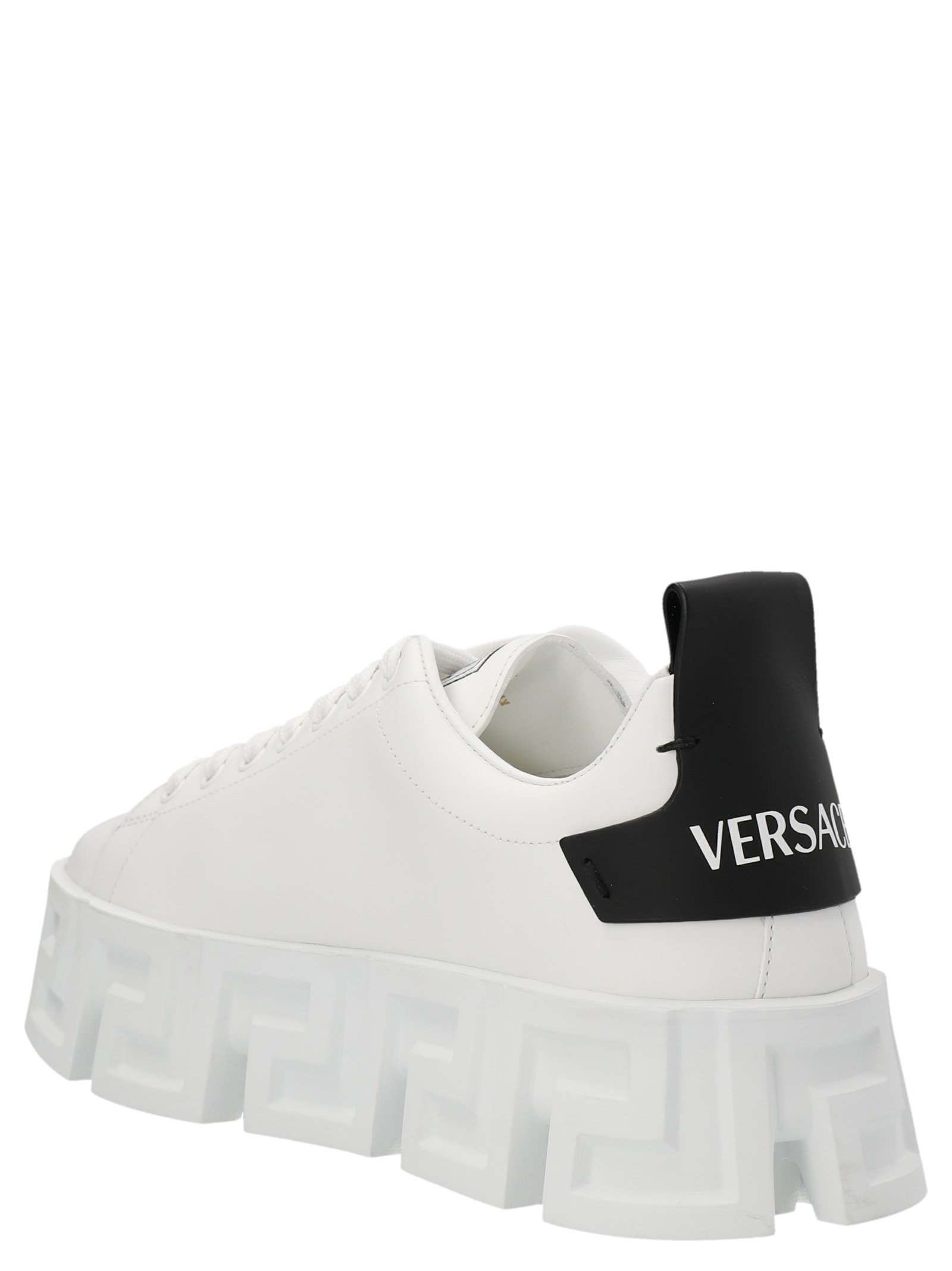 Versace Greca Labyrinth Sneakers In White/black | ModeSens