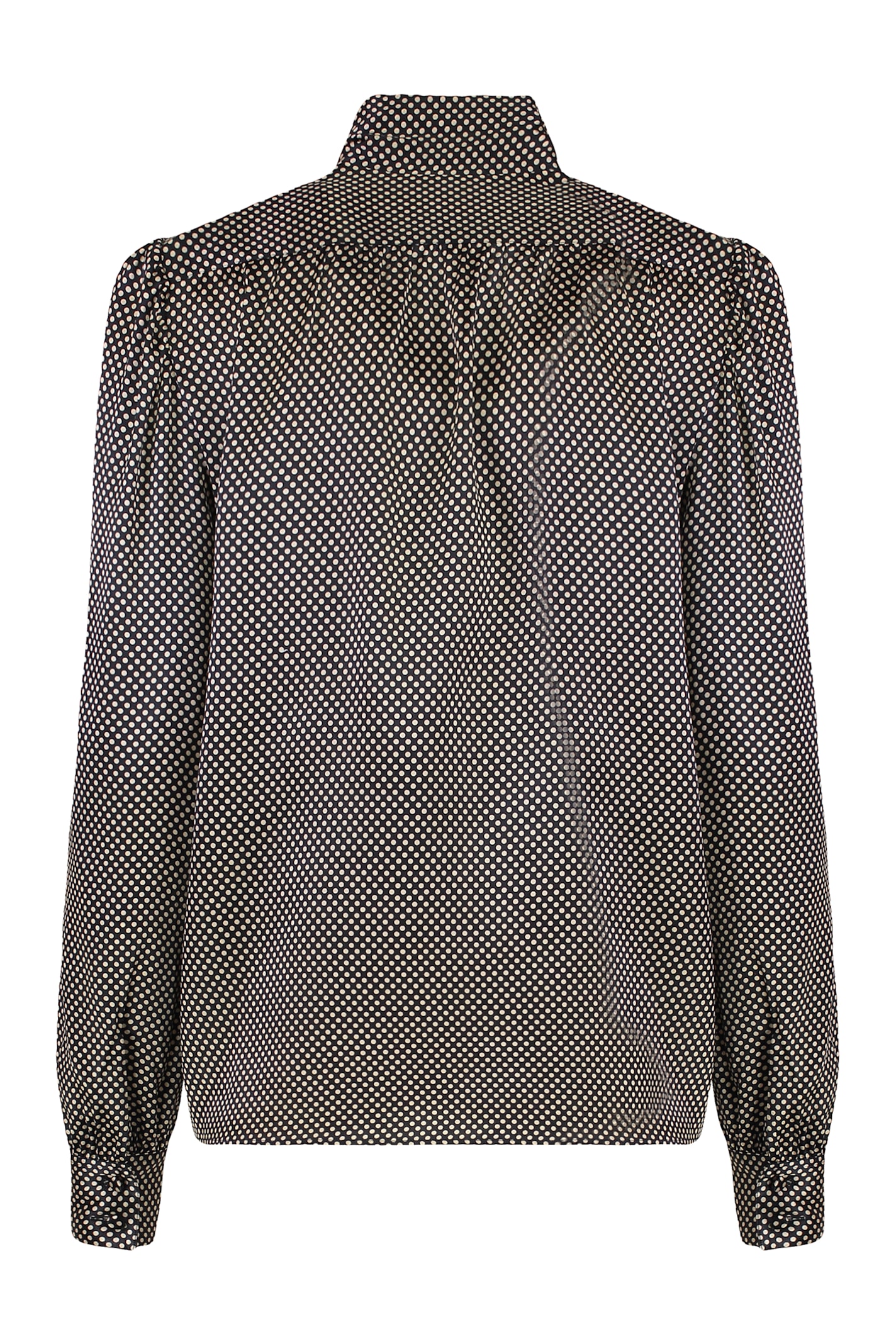 Tom Ford Polka-dot Silk Blouse In Gray