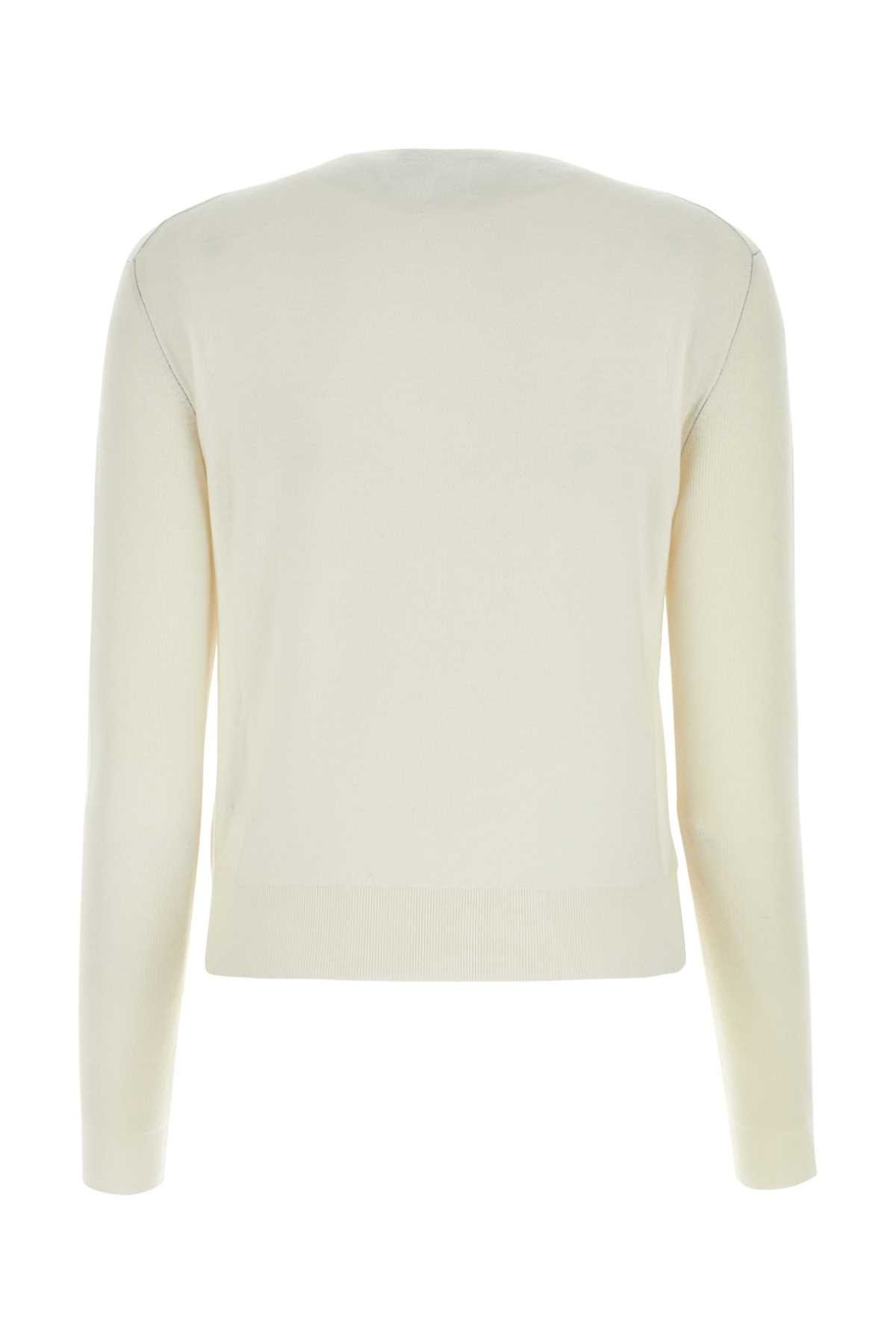 Shop Fendi Ivory Stretch Cashmere Blend Sweater In White