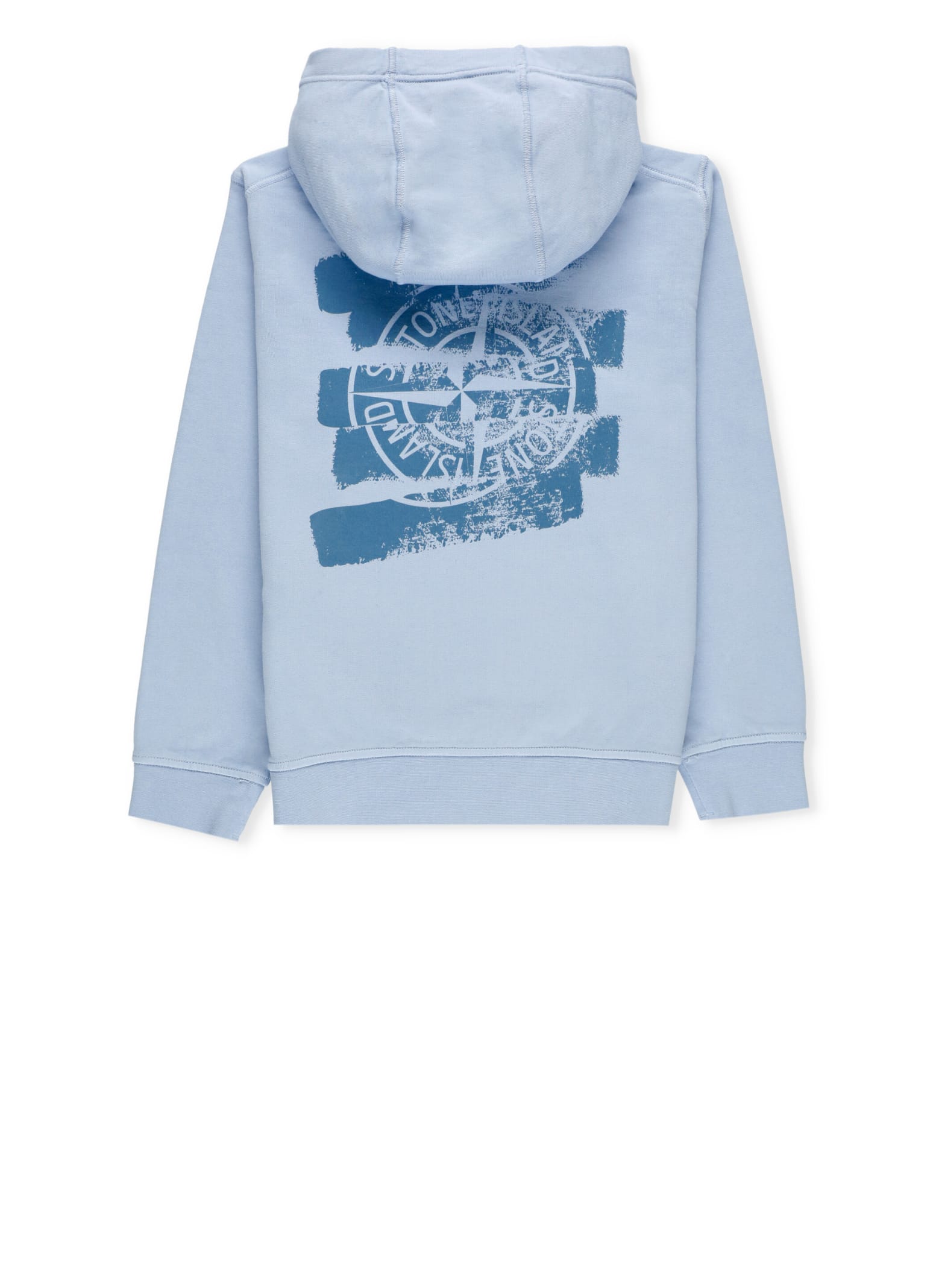 Shop Stone Island Junior Hoodie With Logo In Light Blue