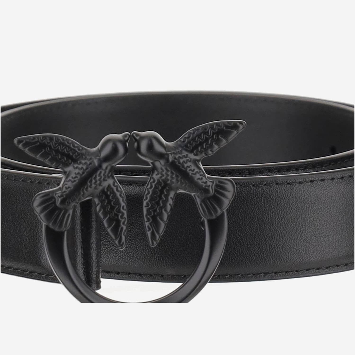 Pinko Love Berry Leather Belt In Black