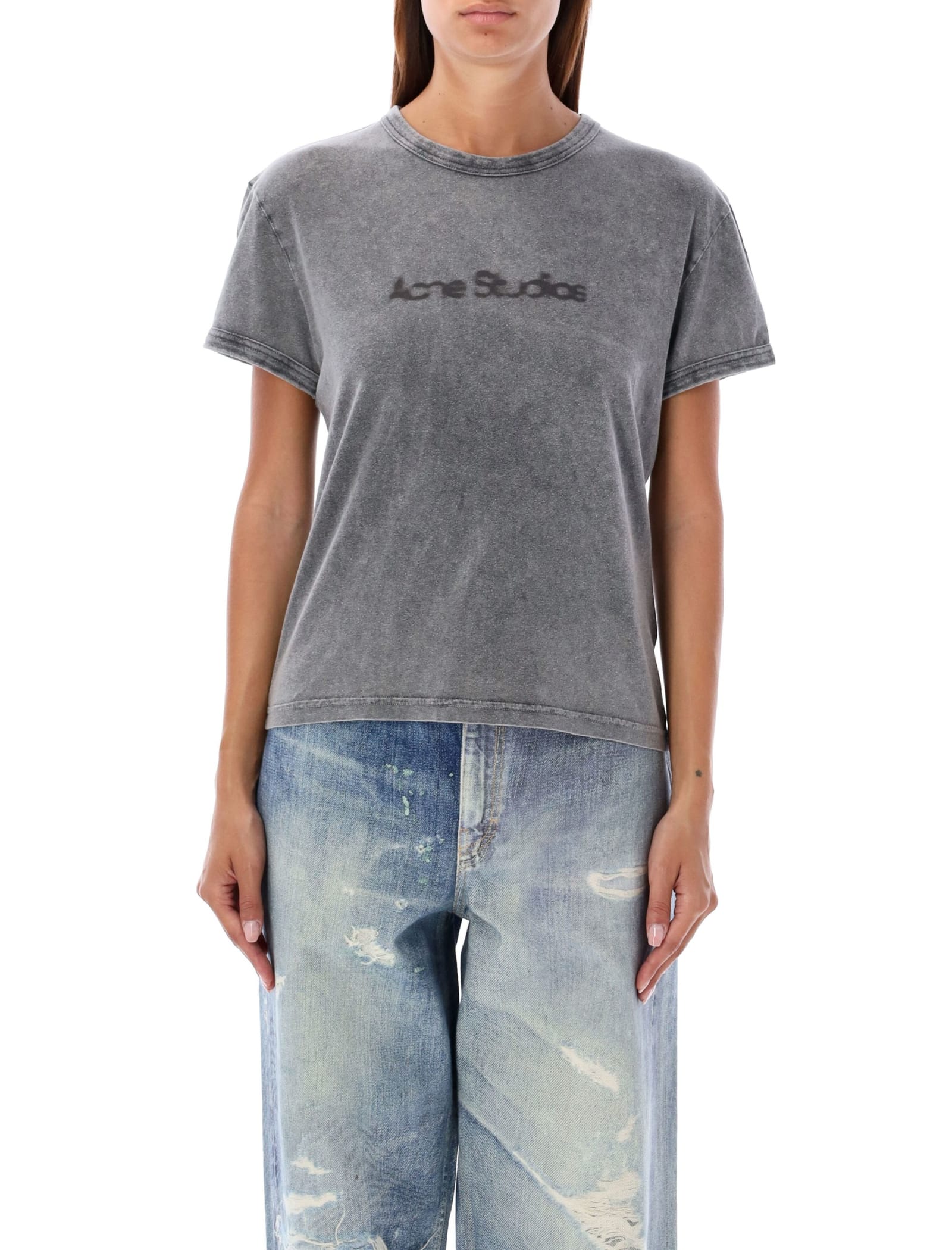 Shop Acne Studios Etza Blurred T-shirt In Faded Gray