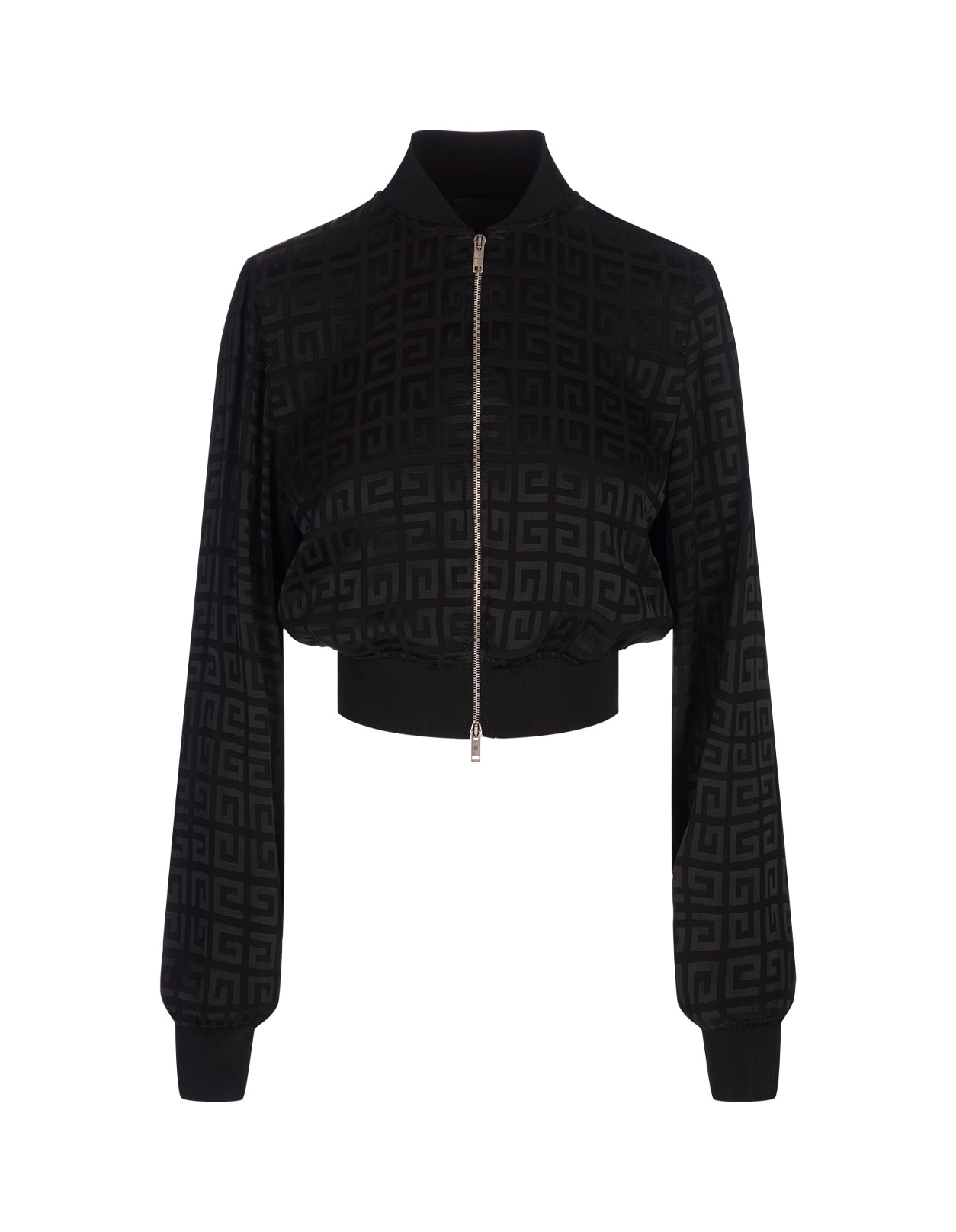 Black 4g Jacquard Bomber Jacket