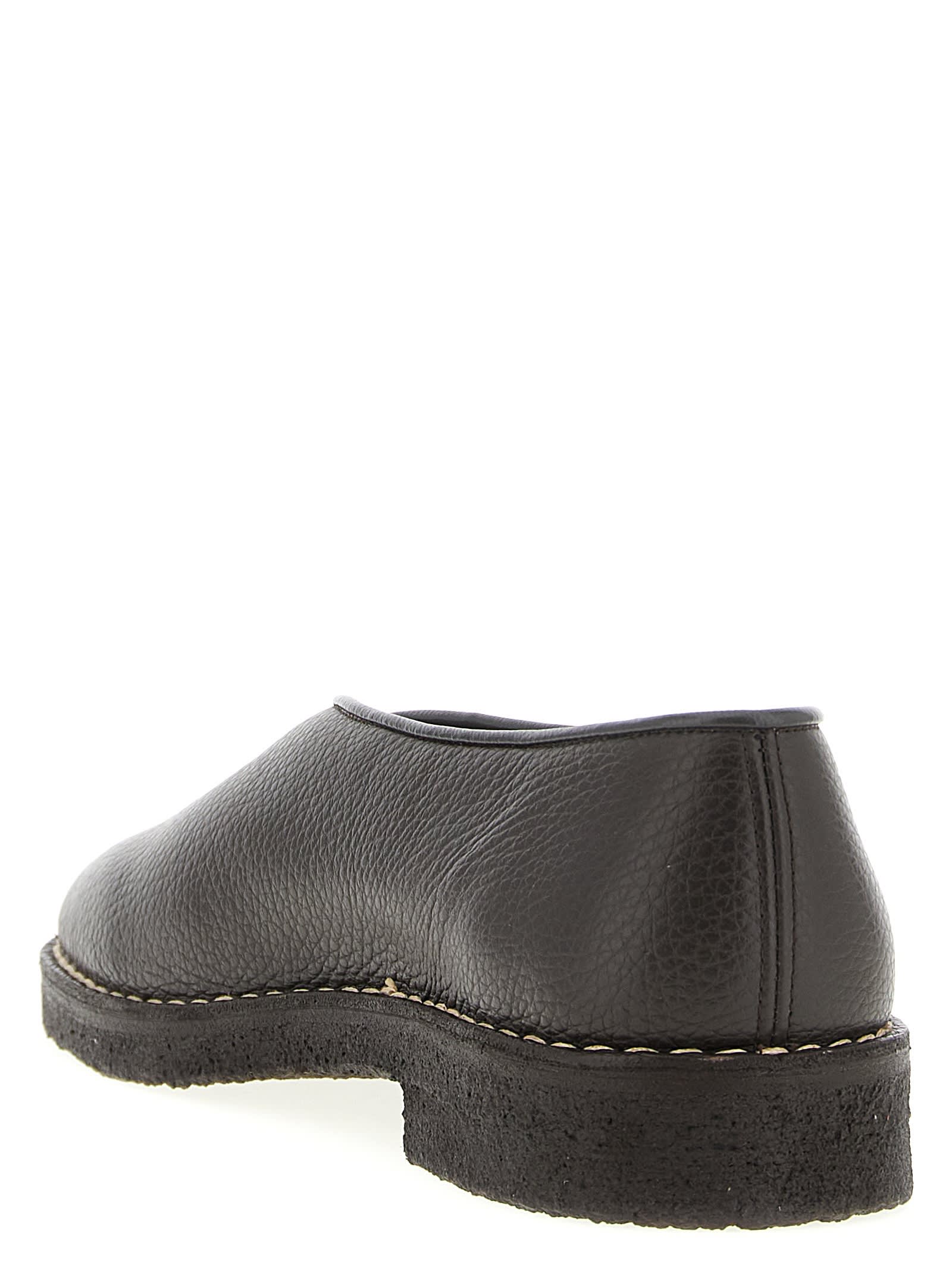 Lemaire Piped Crepe Slippers In Brown