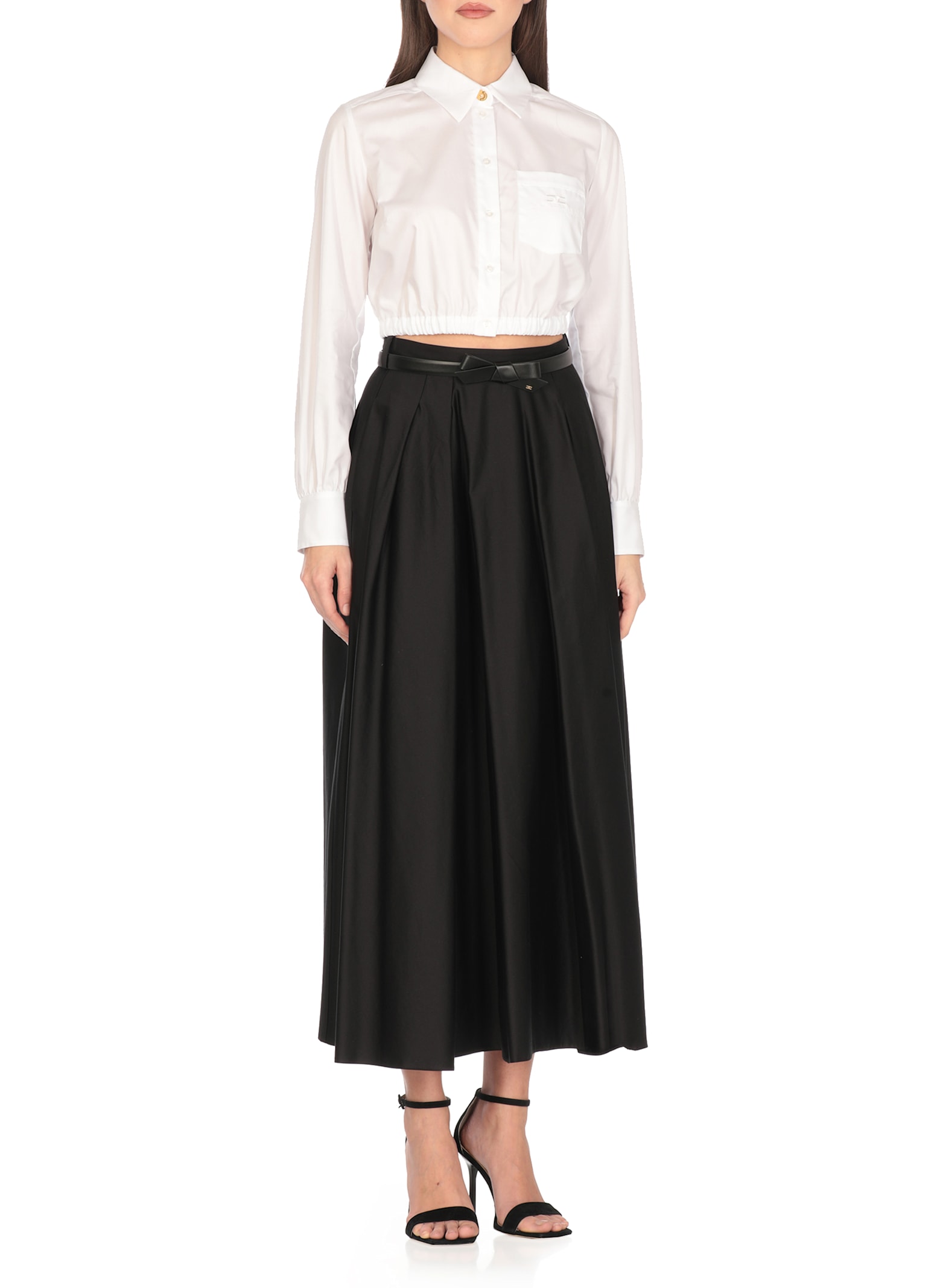 Elisabetta Franchi White Cotton Cropped Shirt