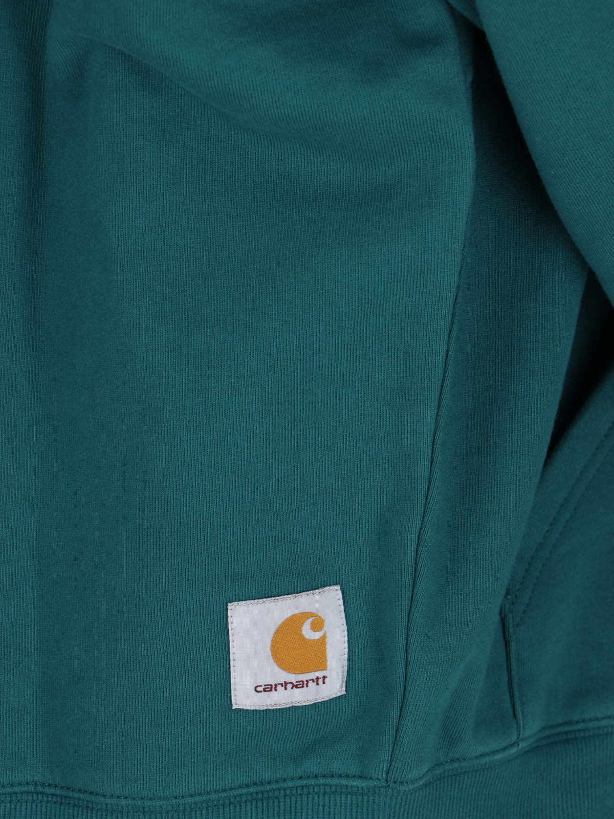 Carhartt Drawstring Hood Kangaroo Pocket Ribbed Cuffs In Green