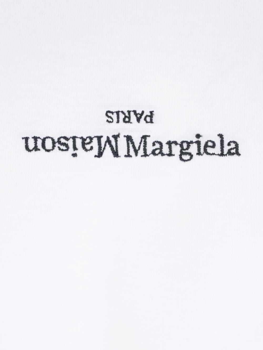 Shop Maison Margiela Regular Logo Print T-shirt In White/ Black Embroidery